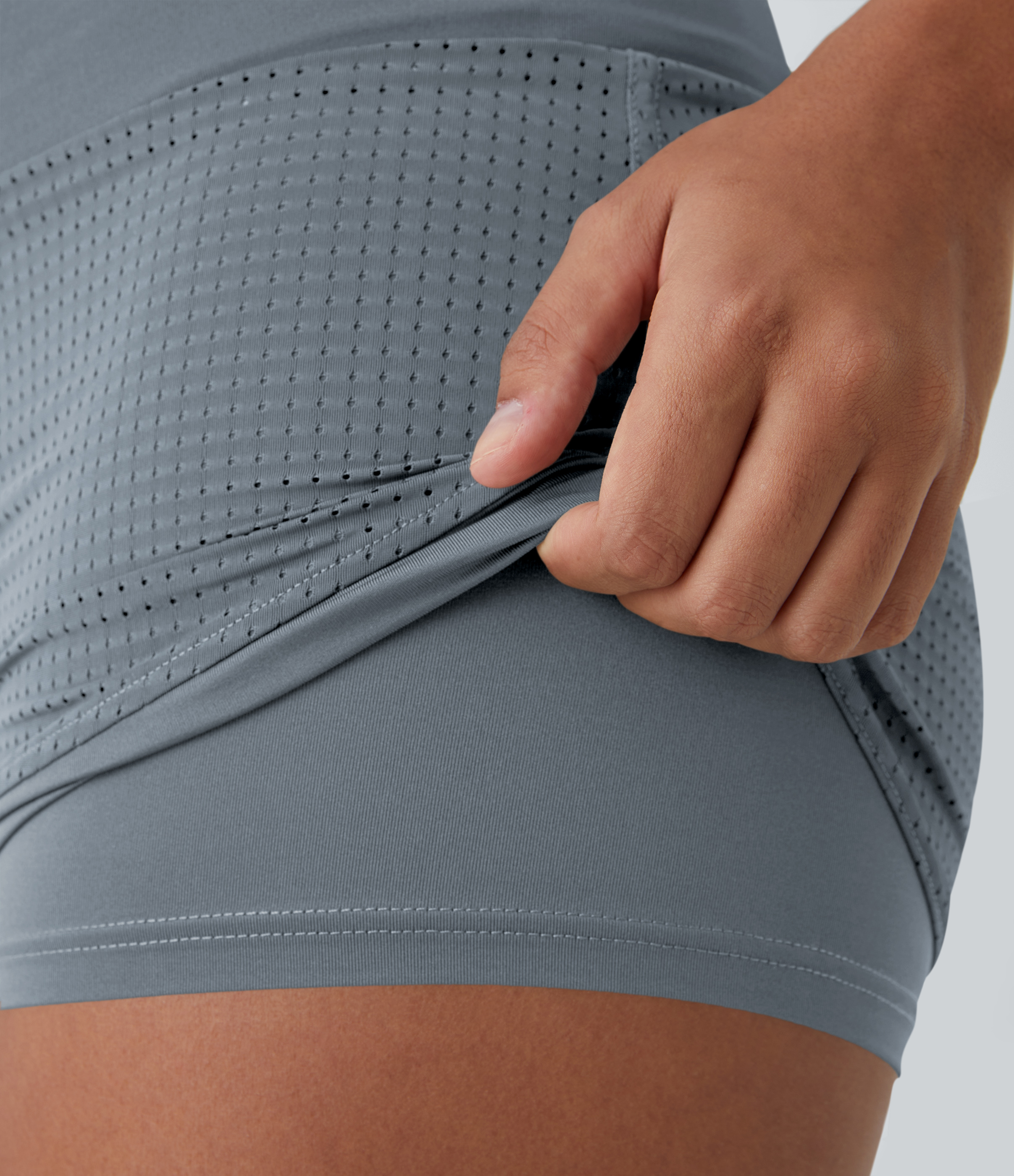 Halara High Waisted Mesh Back Waistband Pocket 2-in-1 Casual Shorts 2