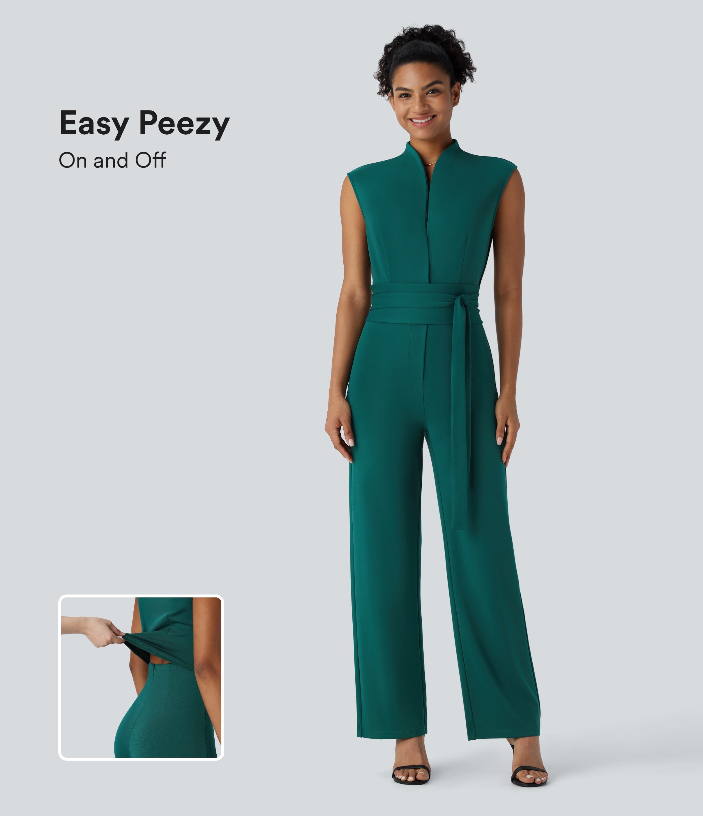 Sleeveless Belted Pocket Work Jumpsuit-Easy Peezy Edition