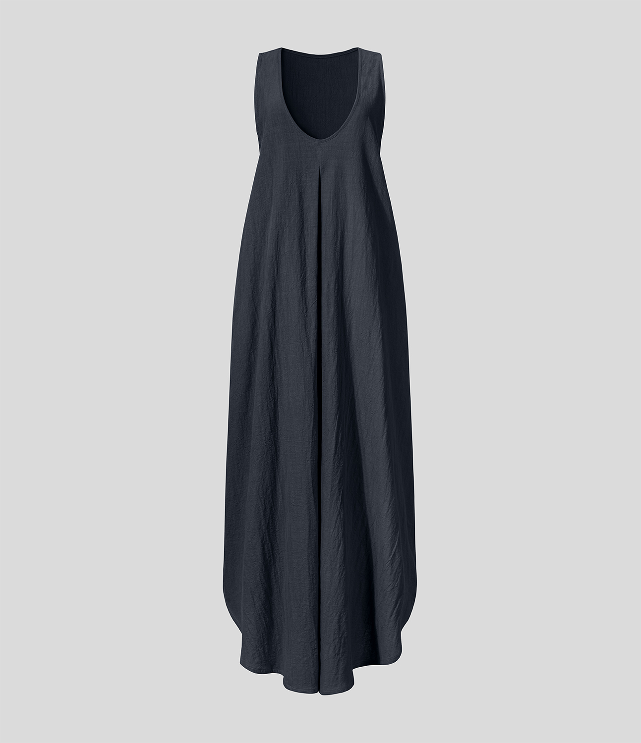 Halara U Neck Sleeveless Plicated Side Pocket Flowy Maxi Casual Linen-Feel Dress Casual Dress - Total Eclipse - M slip dress beach dress 
