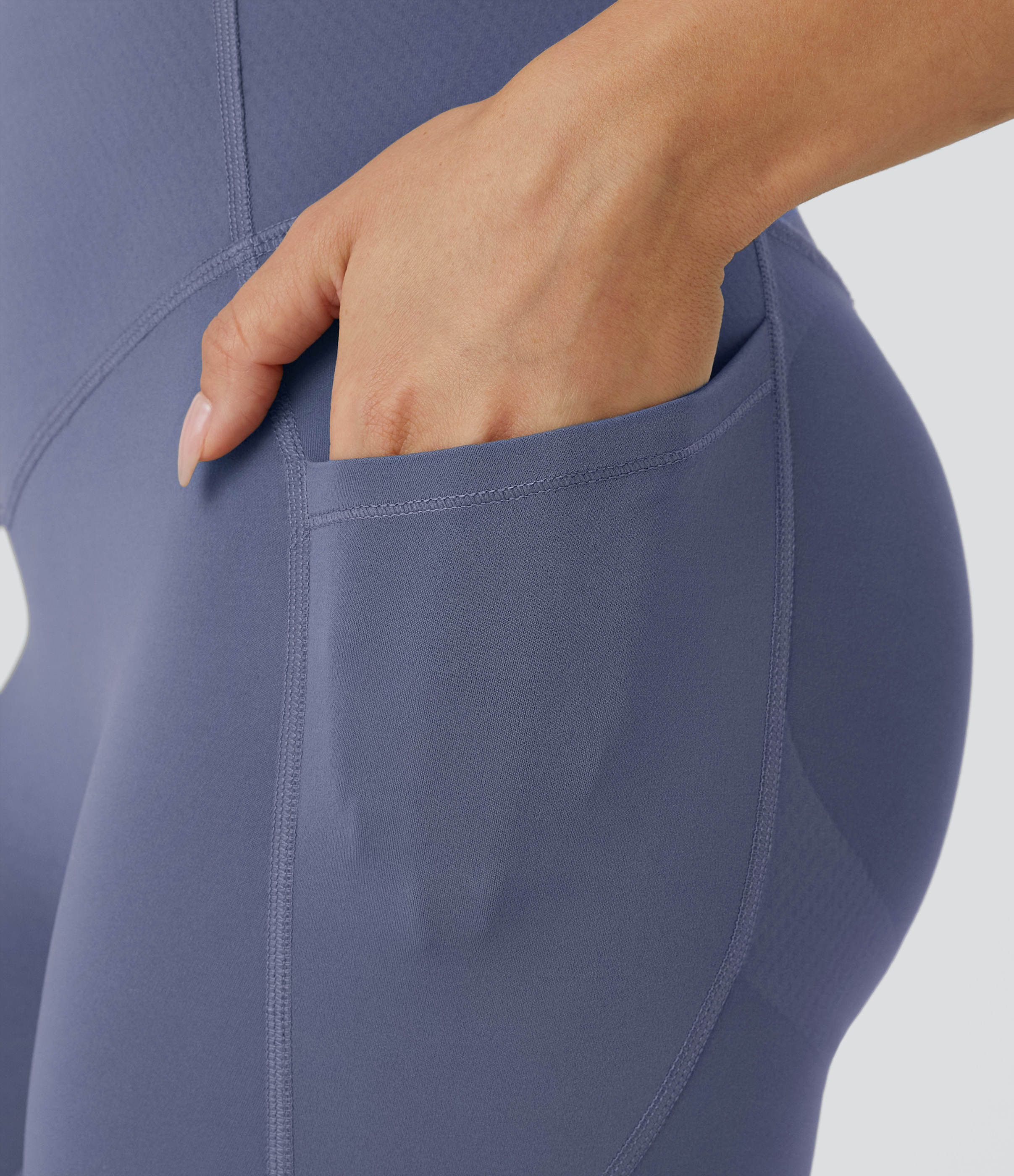 Halara SoCinched High Waisted Butt Lifting Tummy Control Side Pocket Shaping Workout UltraSculpt Leggings  - Silent Blue - XS(7/8) 