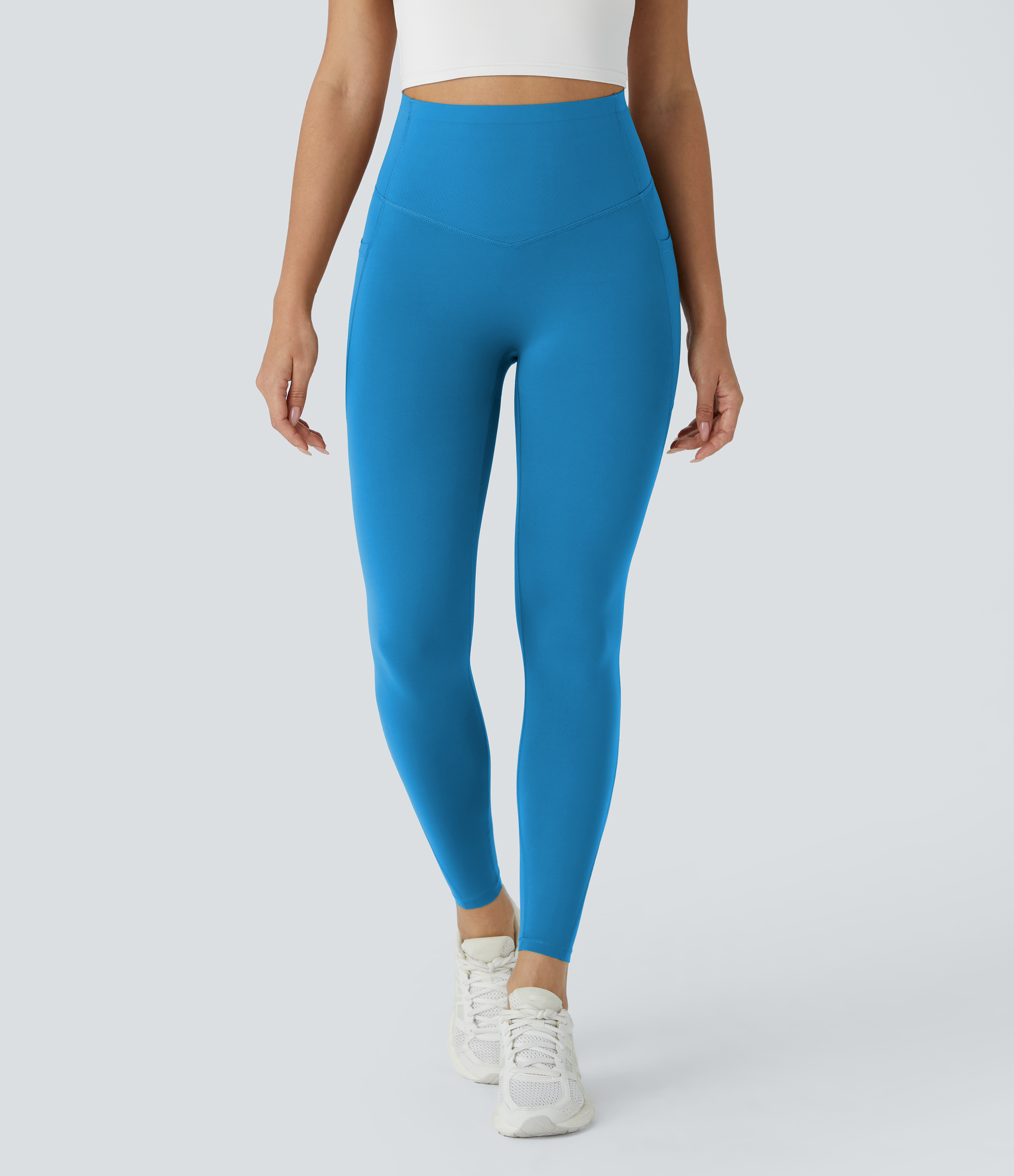Halara SoCinched High Waisted Butt Lifting Tummy Control Side Pocket Shaping Workout UltraSculpt Leggings  - Vallarta Blue - S(7/8) 