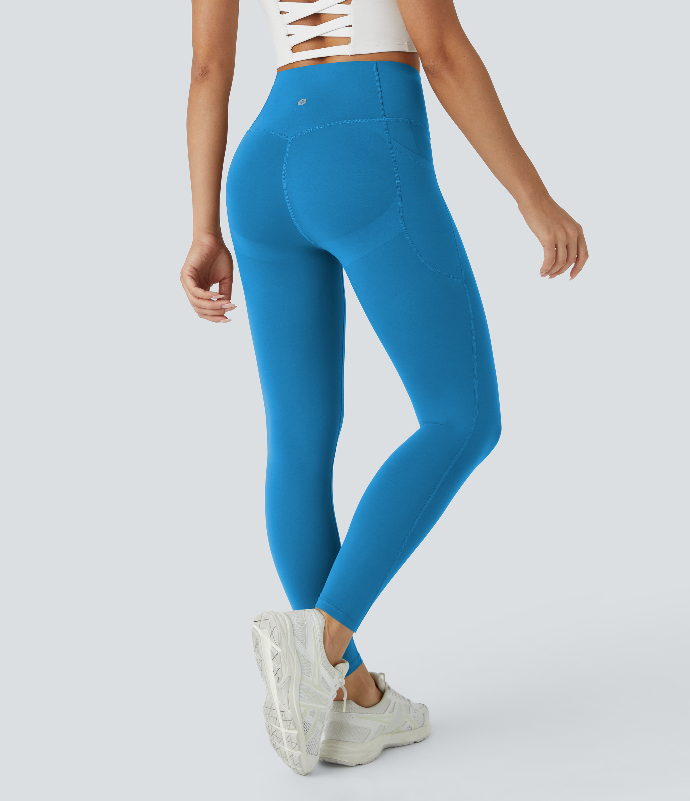 Halara SoCinched High Waisted Butt Lifting Tummy Control Side Pocket Shaping Workout UltraSculpt Leggings  - Vallarta Blue - S(7/8) 