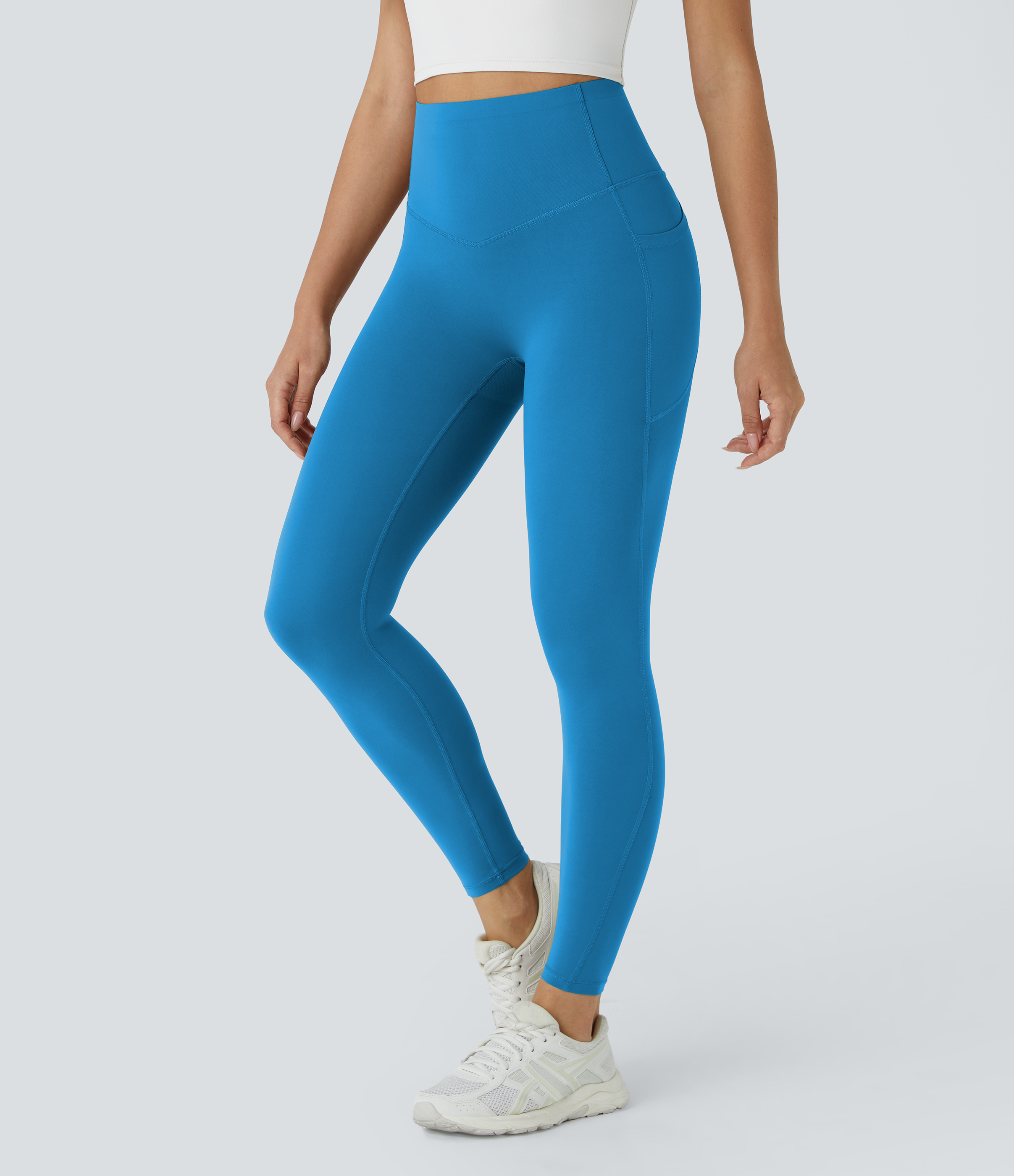 Halara SoCinched High Waisted Butt Lifting Tummy Control Side Pocket Shaping Workout UltraSculpt Leggings  - Vallarta Blue - S(7/8) 