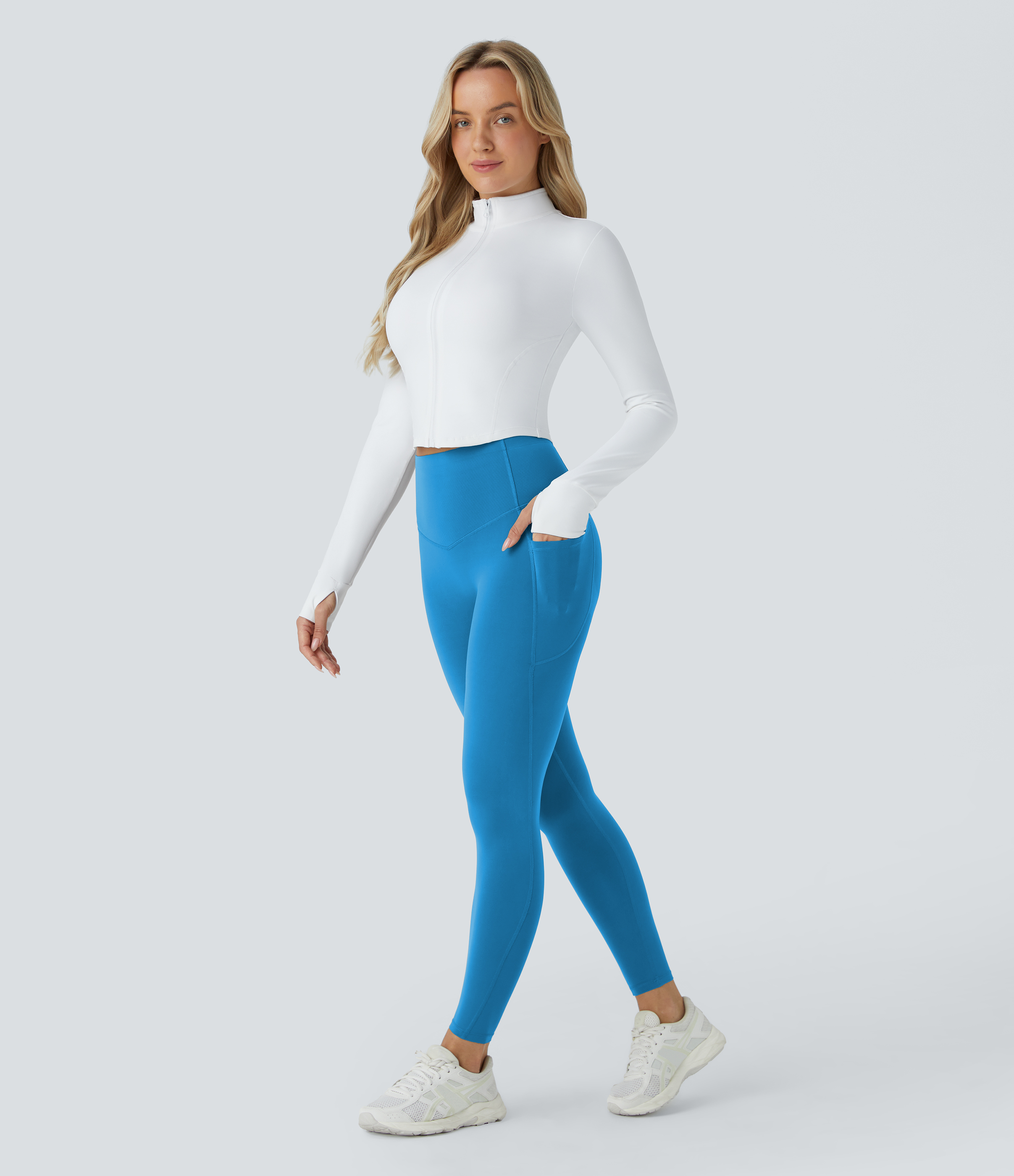 Halara SoCinched High Waisted Butt Lifting Tummy Control Side Pocket Shaping Workout UltraSculpt Leggings  - Vallarta Blue - S(7/8) 