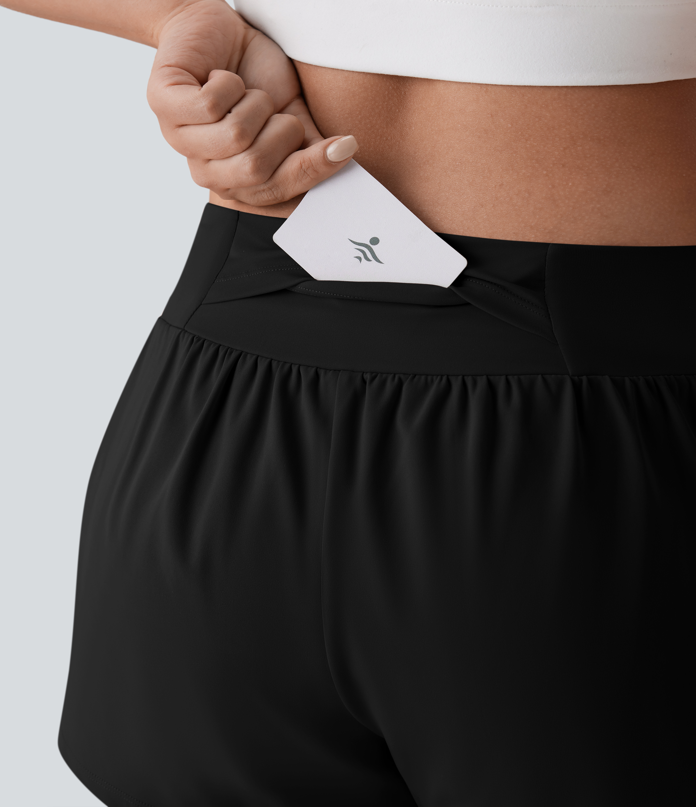 Halara Softlyzeroв„ў Airy Low Rise Inside Drawstring Back Pocket & Side Hidden Pocket 2-in-1 Cool Touch Yoga Shorts Gym Short - Black - XS 