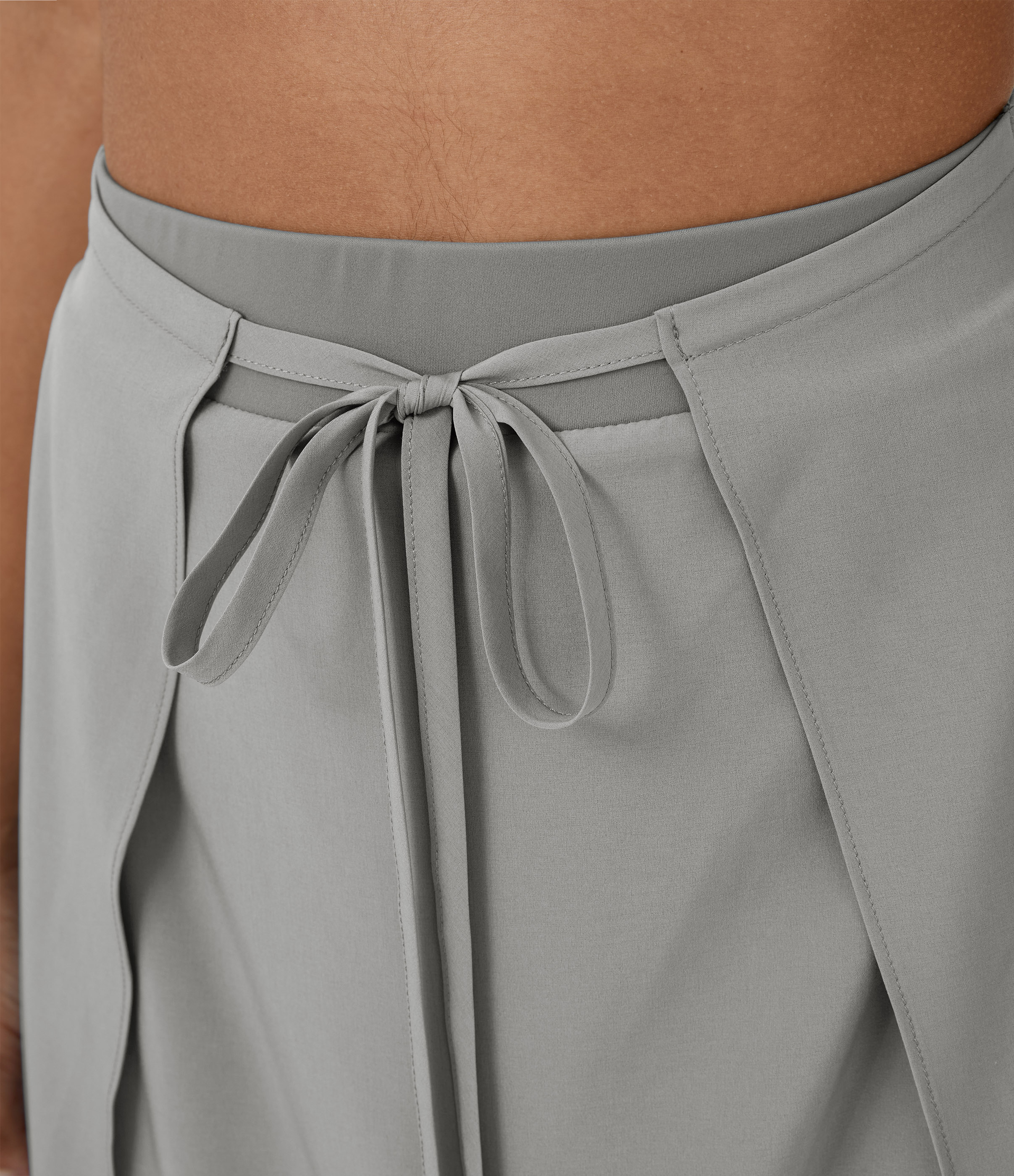 Halara Breezefulв„ў High Waisted Tie Front Plicated Split Flowy 2-in-1 Maxi Quick Dry Casual Skirt  - Ghost Gray - M(regular) 