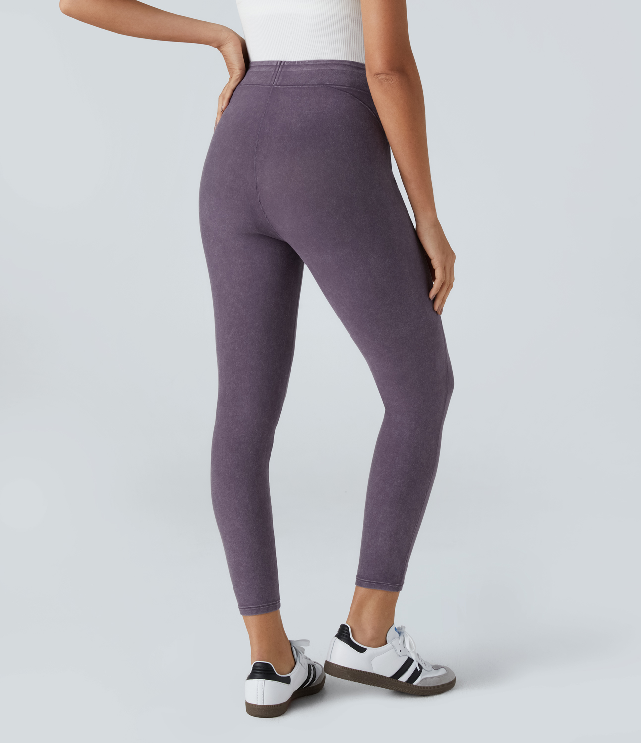 

Halara HalaraMagicв„ў High Waisted Side Pocket Colorful Stretchy Knit Denim Casual 7/8 Leggings - Purple Forest Denim