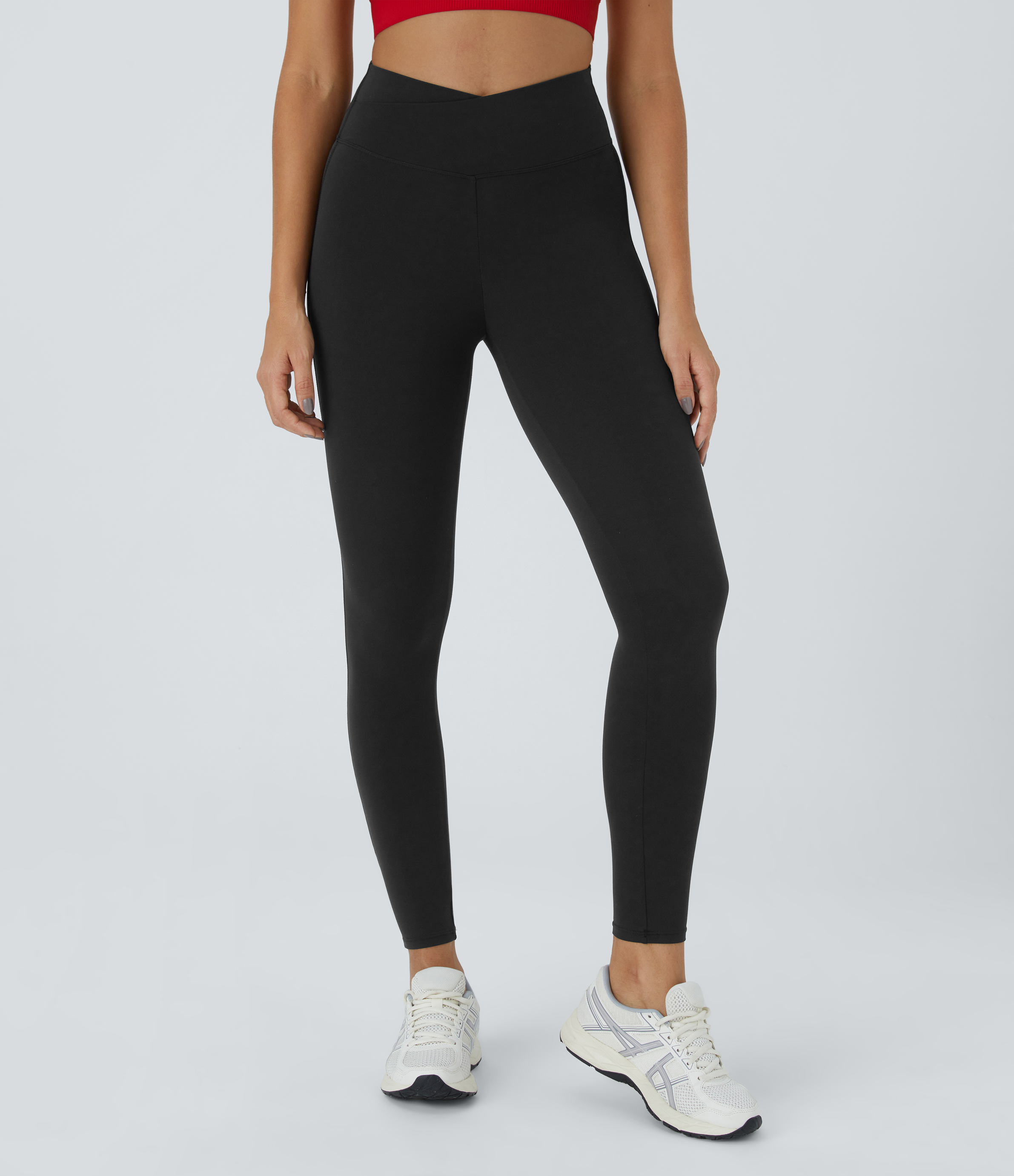 Halara Softlyzeroв„ў High Waisted Crossover Plain Leggings  - Black - L gym leggings leggings with pockets leggings with butt lift 
