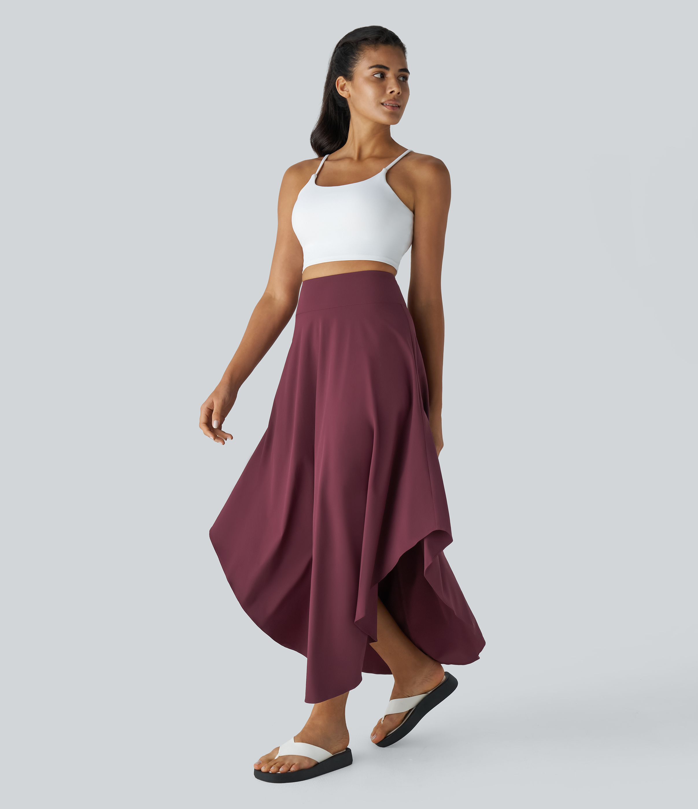 Halara Breezefulв„ў High Waisted Invisible Zipper Flowy Quick Dry Maxi Casual Skirt  - Amaranth - M(regular) 