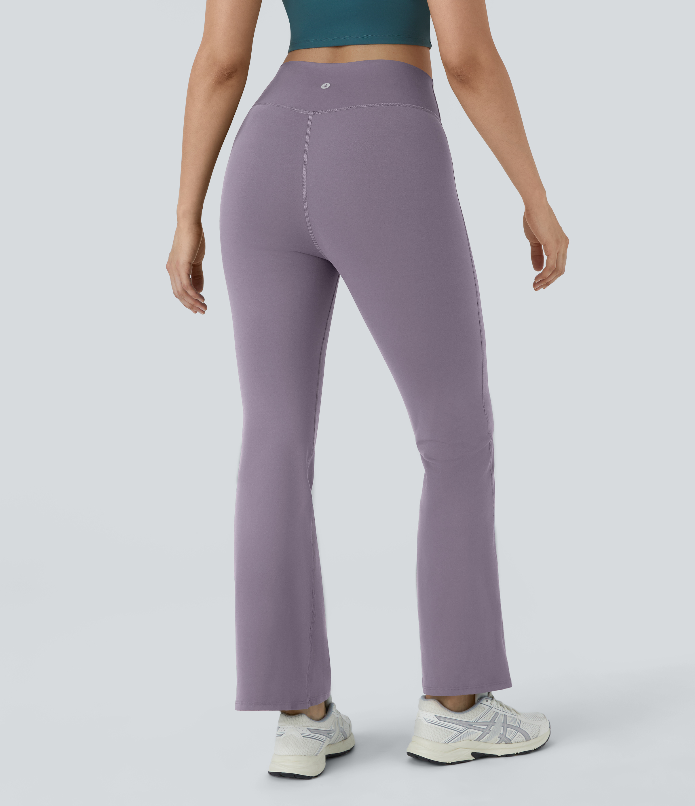 Halara High Waisted Crossover Flare Yoga Leggings  - Purple Ash - XL(petite) gym leggings leggings with pockets leggings with butt lift 