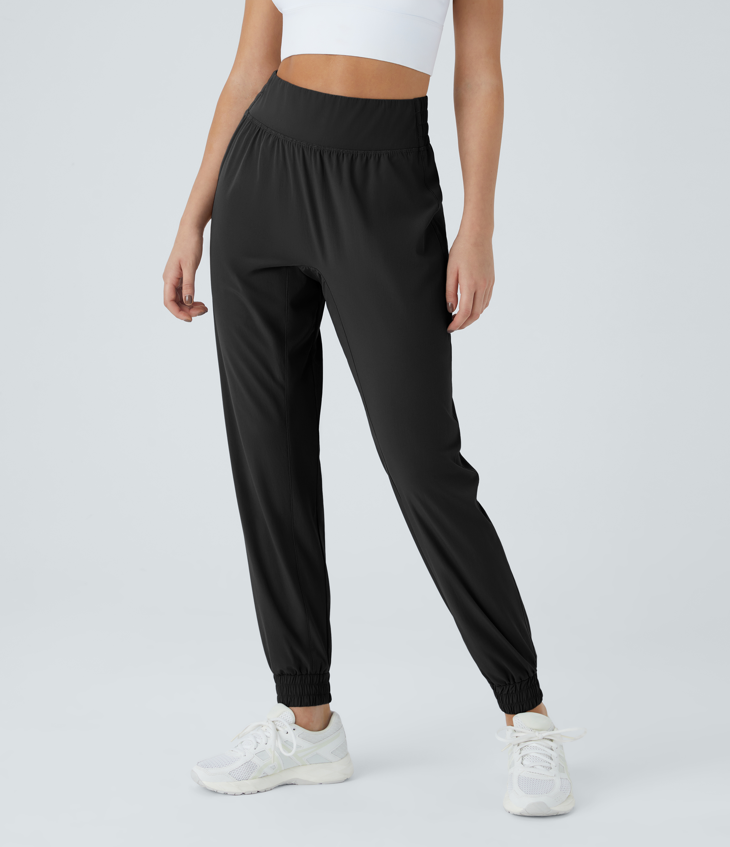 Halara High Waisted Elastic Waistband Casual Joggers  - Black - M(regular) 