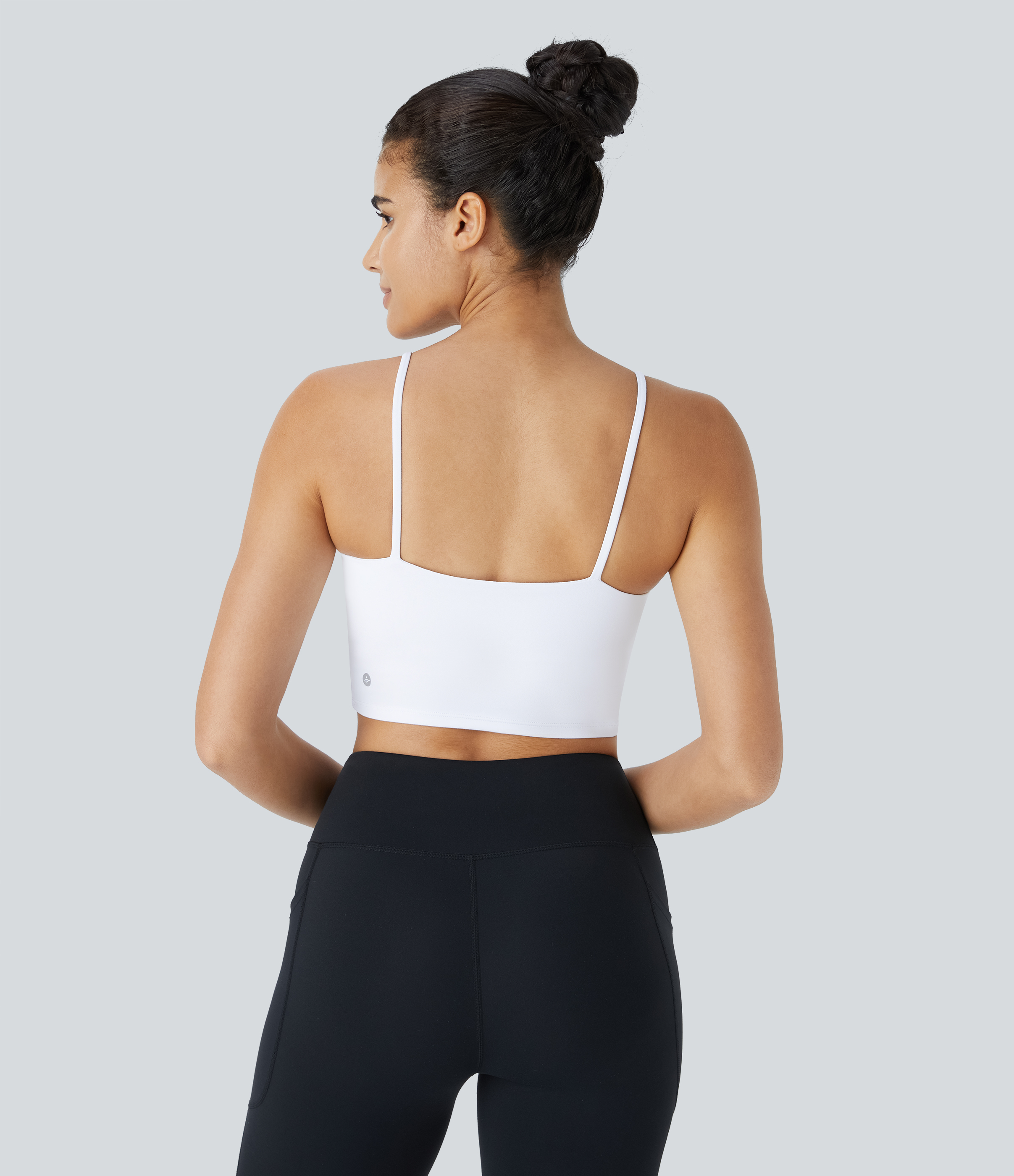 Halara Basic Padded Workout Cropped Tank Top Tank Top - Ice Princess - White - L golf tops halter top tunic tops sleeveless tops backless top 