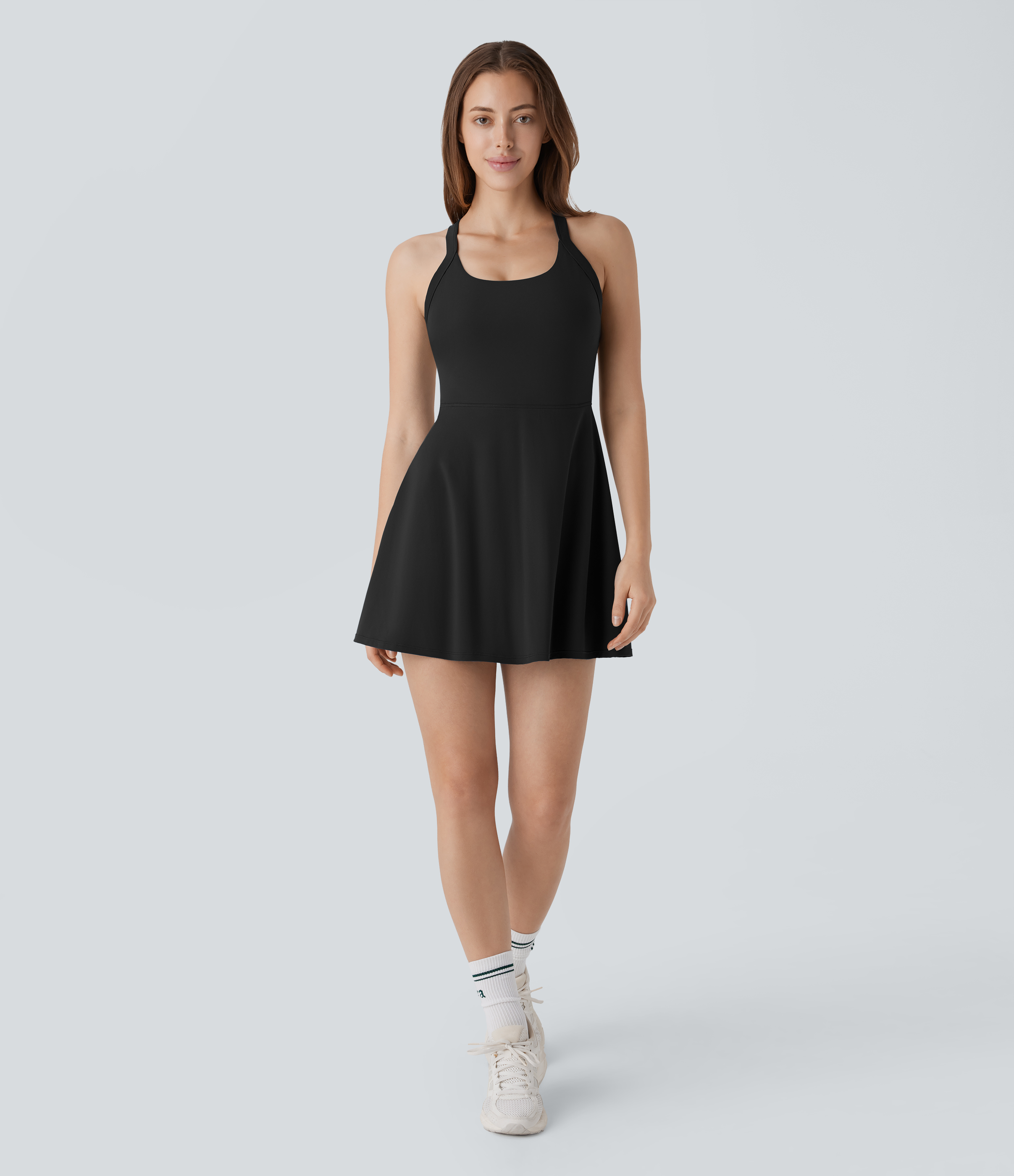 Halara Softlyzeroв„ў Airy Molded Cups Backless Twisted Cool Touch Dance Active Dress-Easy Peezy Edition Workout Dress - Black - XS 
