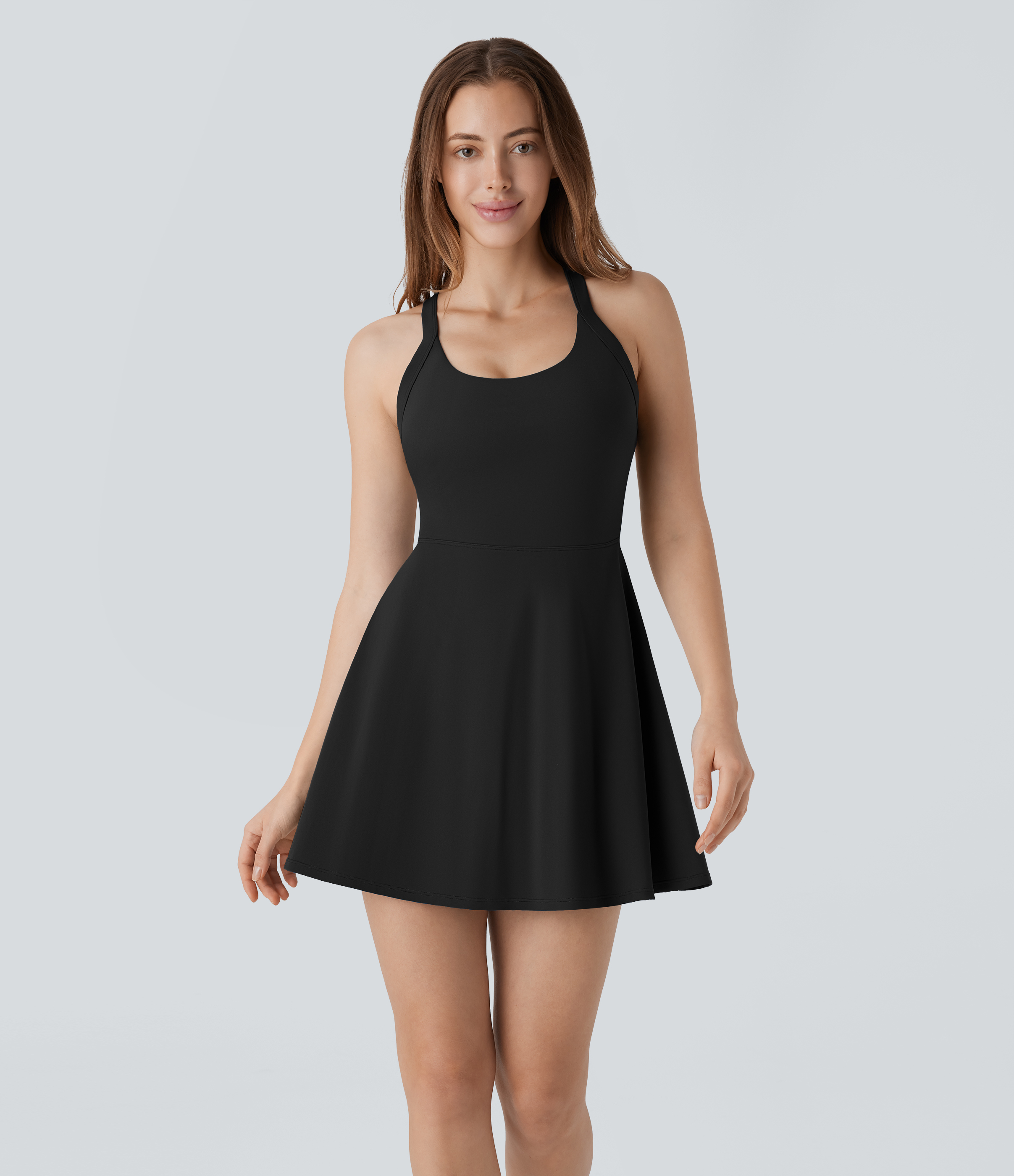 Halara Softlyzeroв„ў Airy Molded Cups Backless Twisted Cool Touch Dance Active Dress-Easy Peezy Edition Workout Dress - Black - XS 