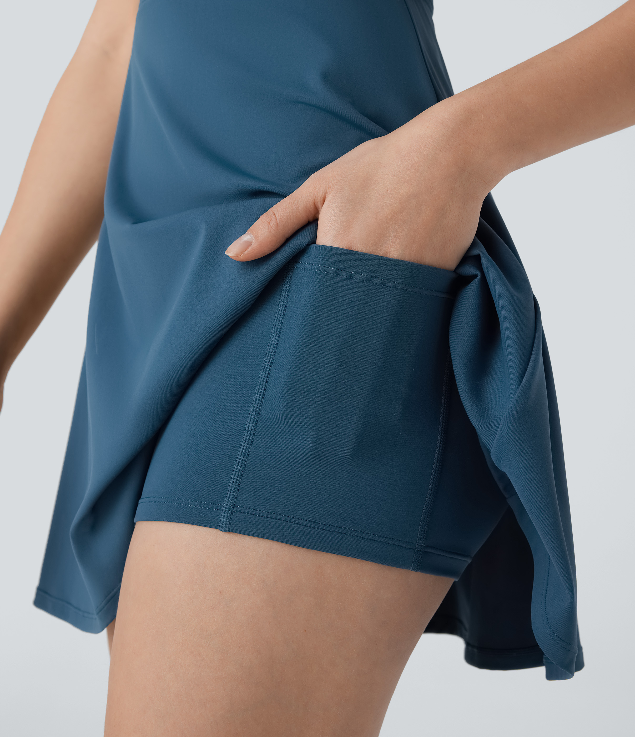 Halara Softlyzeroв„ў Airy Molded Cups Backless Twisted Cool Touch Dance Active Dress-Easy Peezy Edition Workout Dress - Majolica Blue - XS 