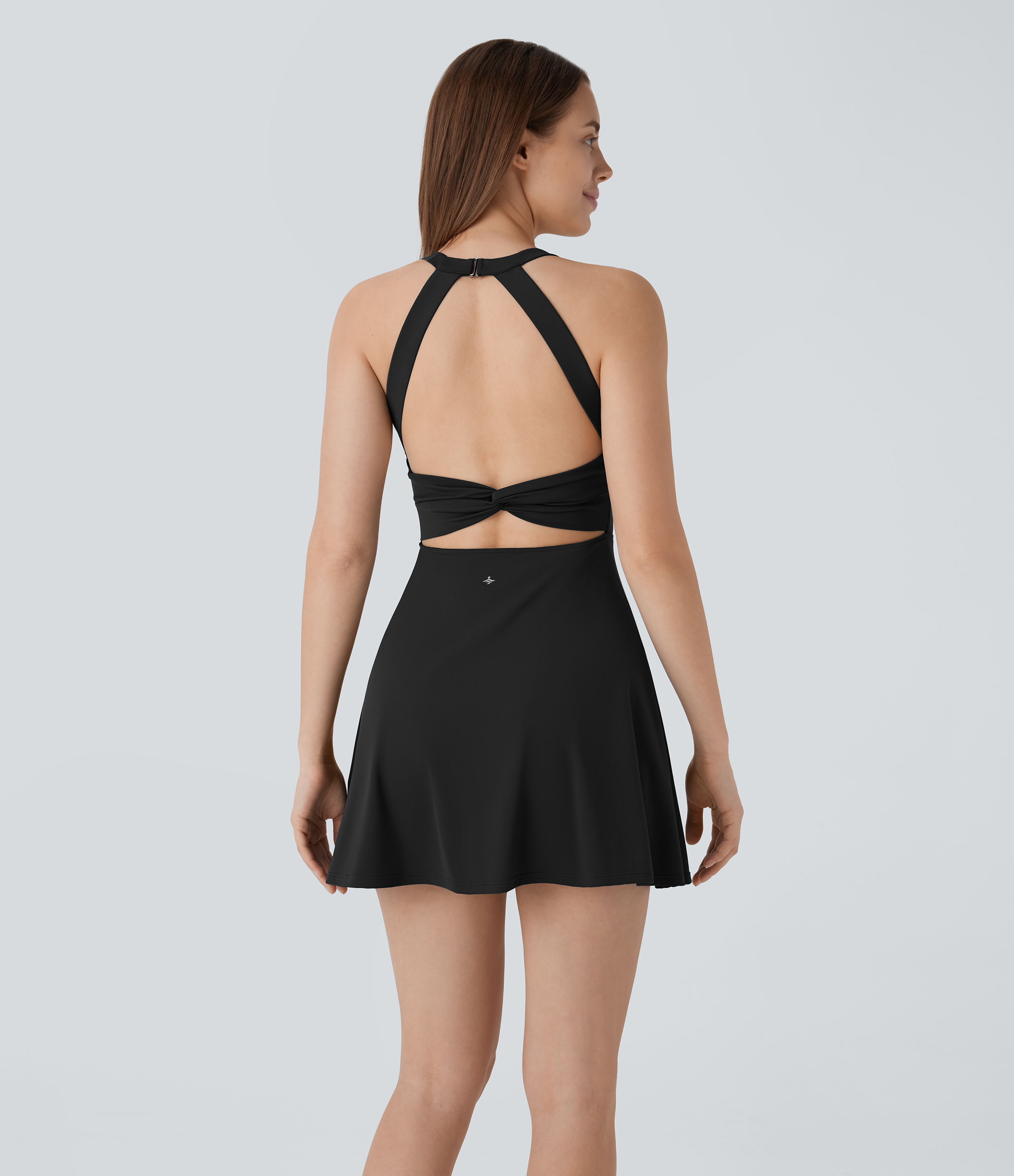 Halara Softlyzeroв„ў Airy Molded Cups Backless Twisted Cool Touch Dance Active Dress-Easy Peezy Edition Workout Dress - Black - XS 