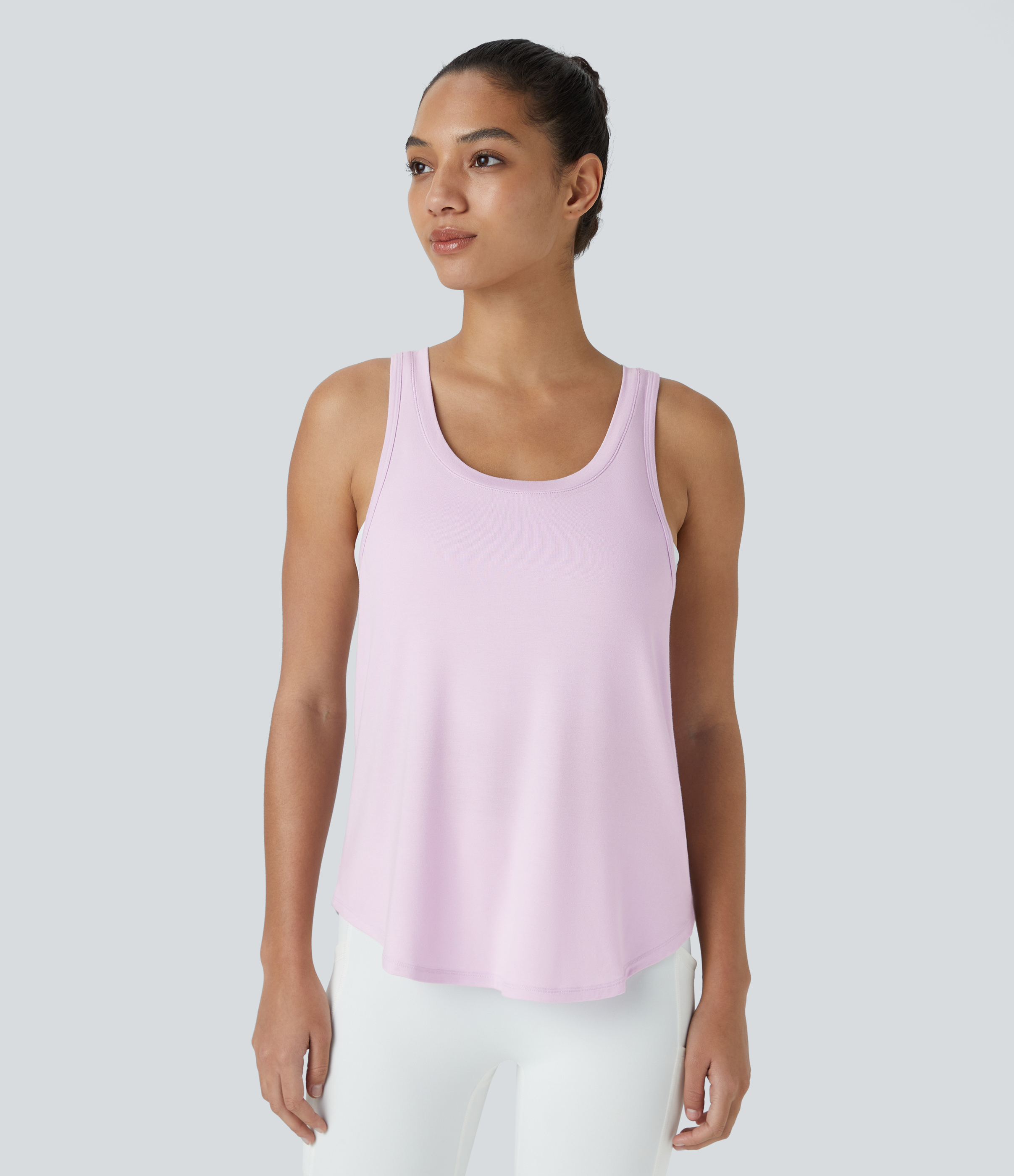 Halara Racerback Ripped High Low Curved Hem Yoga Tank Top Tank Top - Orchid Ice - XL golf tops halter top tunic tops sleeveless tops 