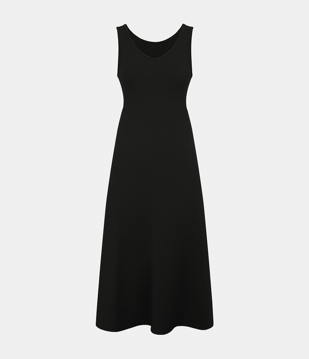 Halara V Neck Side Pocket Cut Out Midi Casual Dress Casual Dress - Black - XS slip dress beach dress ruched dress halter dress exercise dress 
