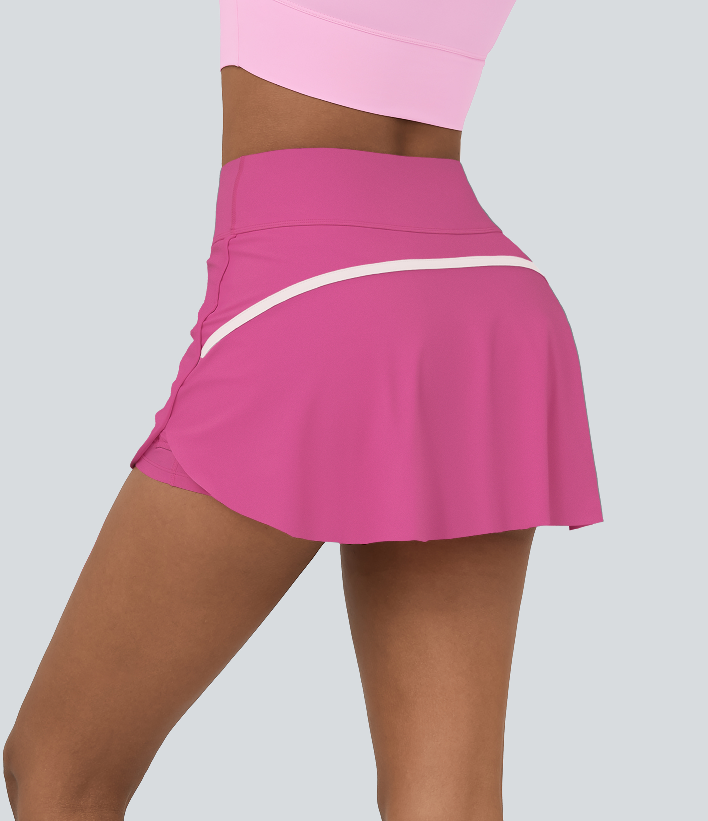 Halara Softlyzeroв„ў Airy High Waisted Contrast Trim 2-in-1 Side Pocket Curved Hem Mini Cool Touch Tennis Skirt  - Fuchsia Fedora - L(regular) 