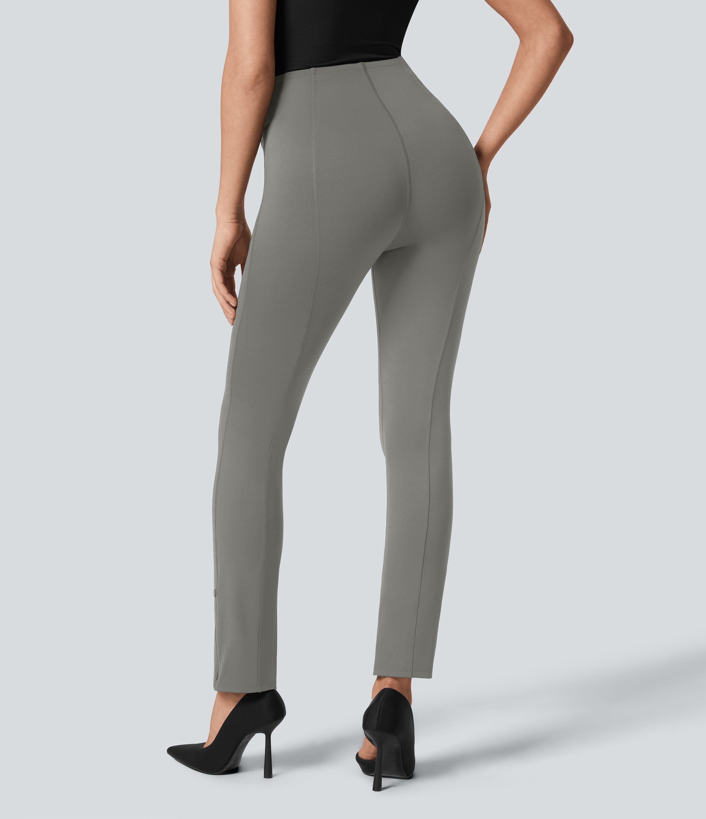 Halara EcoCloudfulв„ў Fabric High Waisted Tummy Control Adjustable Hem Work 7/8 Pants  - Silent Storm - M(7/8) 