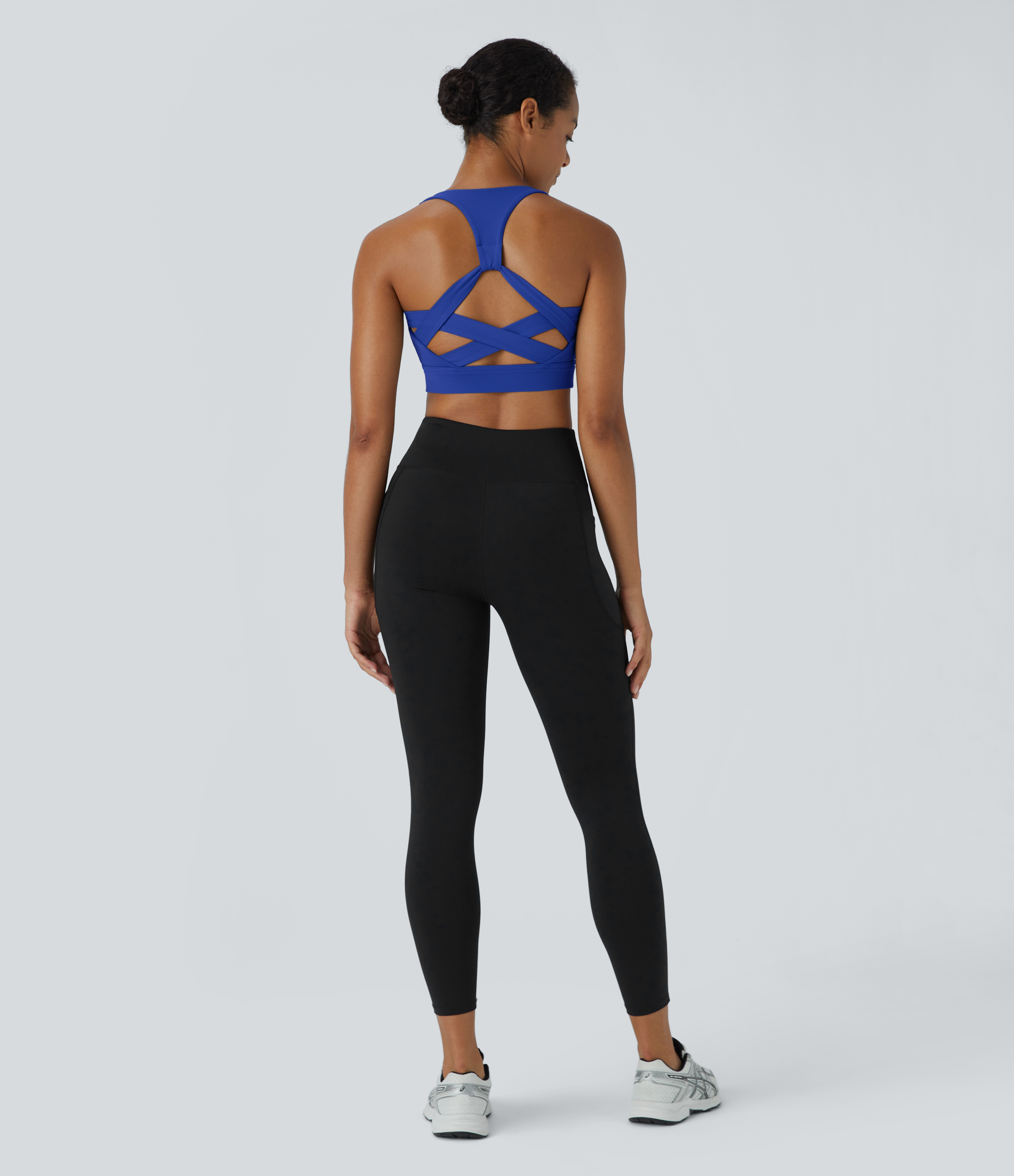 Halara Low Support Backless Racerback Crisscross Yoga Sports Bra  - Night Sky Blue - S push up bra strapless bra backless bra sticky bra 