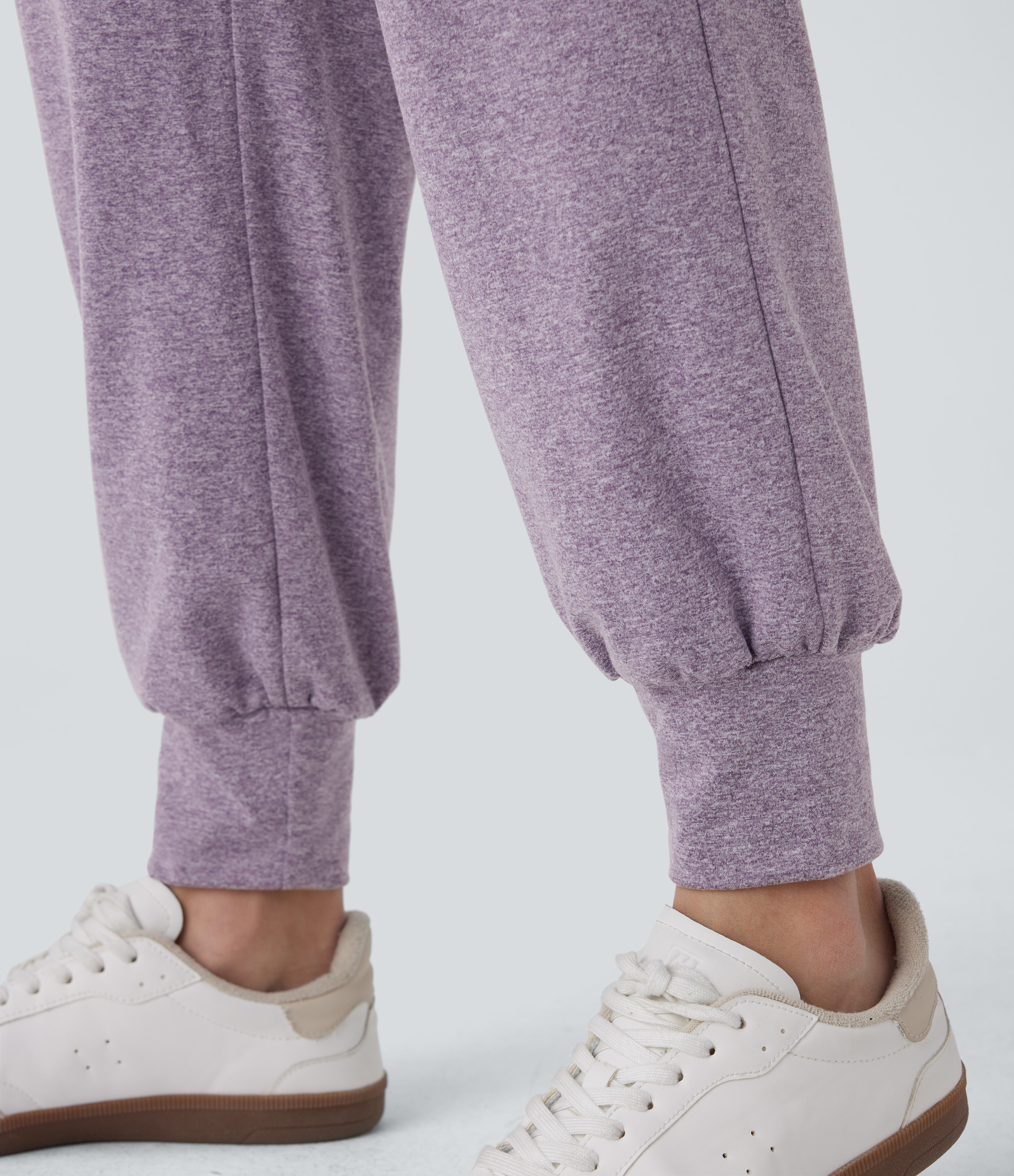 Halara High Waisted Side Pocket Casual Joggers  - Purple Ash Floral Yarn - XS(regular) 
