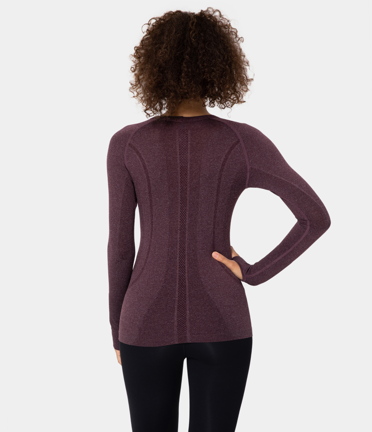 Halara Breathable Round Neck Thumb Hole Sports Top  - Jam - M 