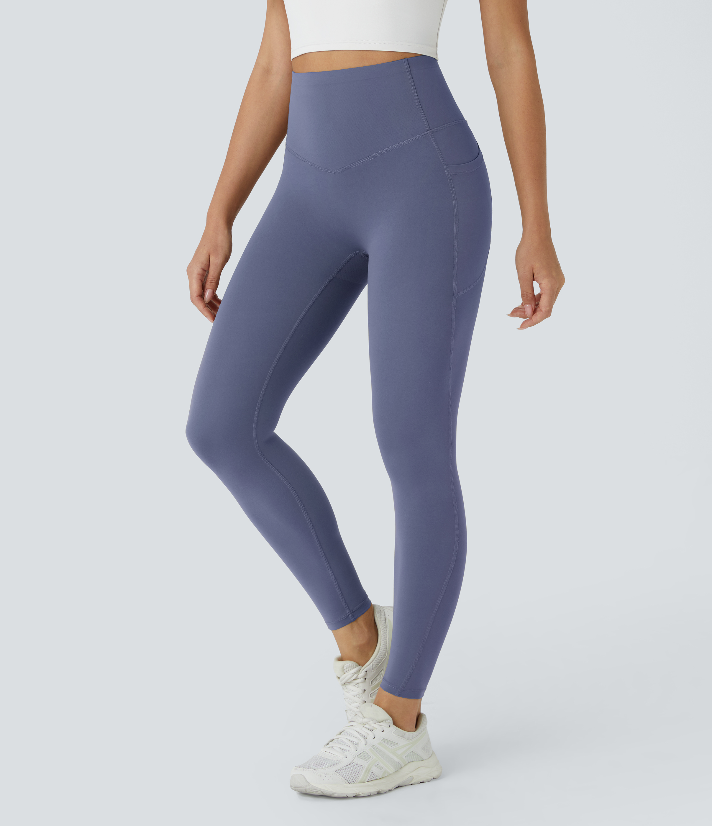 Halara SoCinched High Waisted Butt Lifting Tummy Control Side Pocket Shaping Workout UltraSculpt Leggings  - Silent Blue - XS(7/8) 