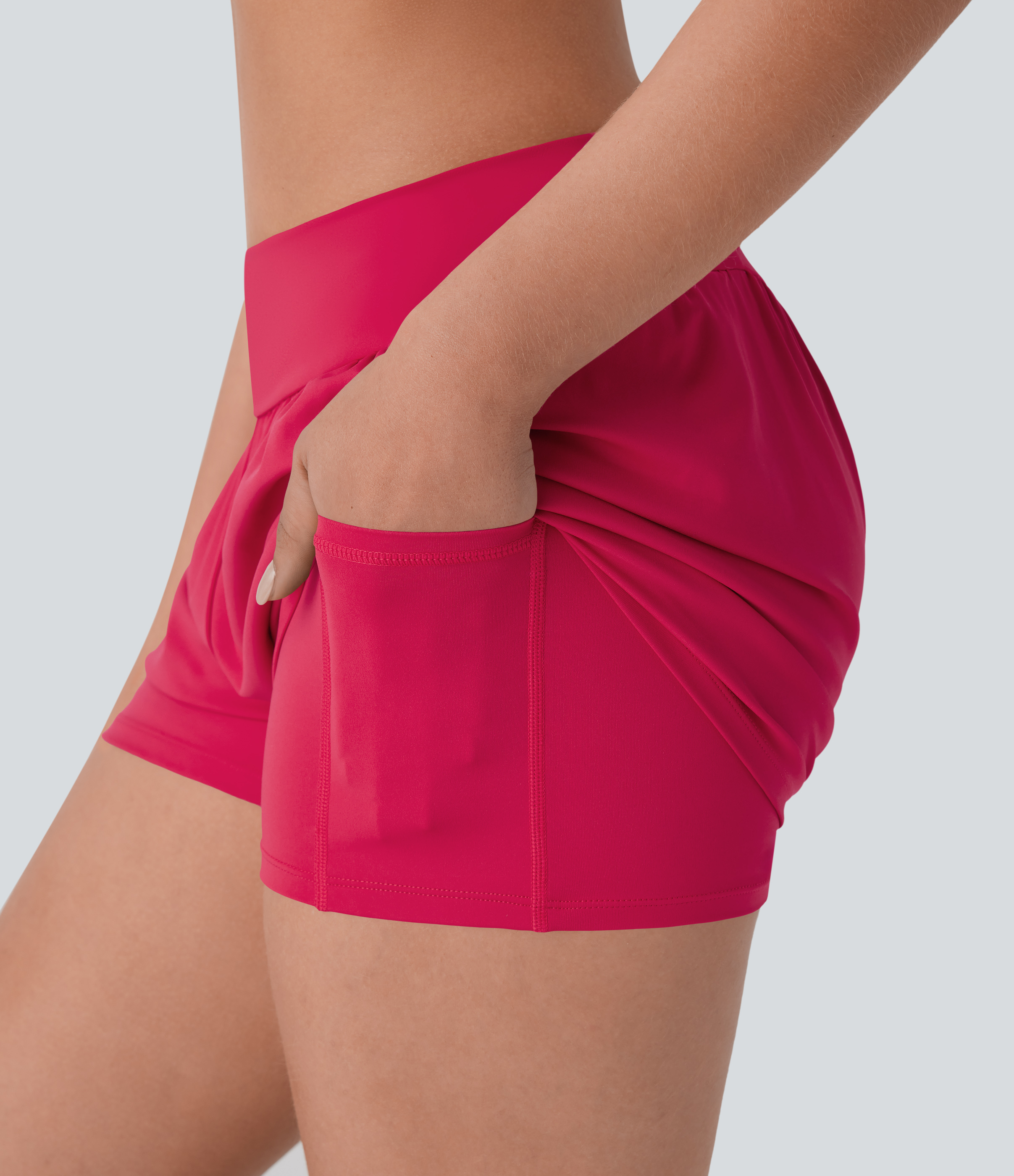 Halara Softlyzeroв„ў Airy Low Rise Inside Drawstring Back Pocket & Side Hidden Pocket 2-in-1 Cool Touch Yoga Shorts Gym Short - Winterberry - XL 