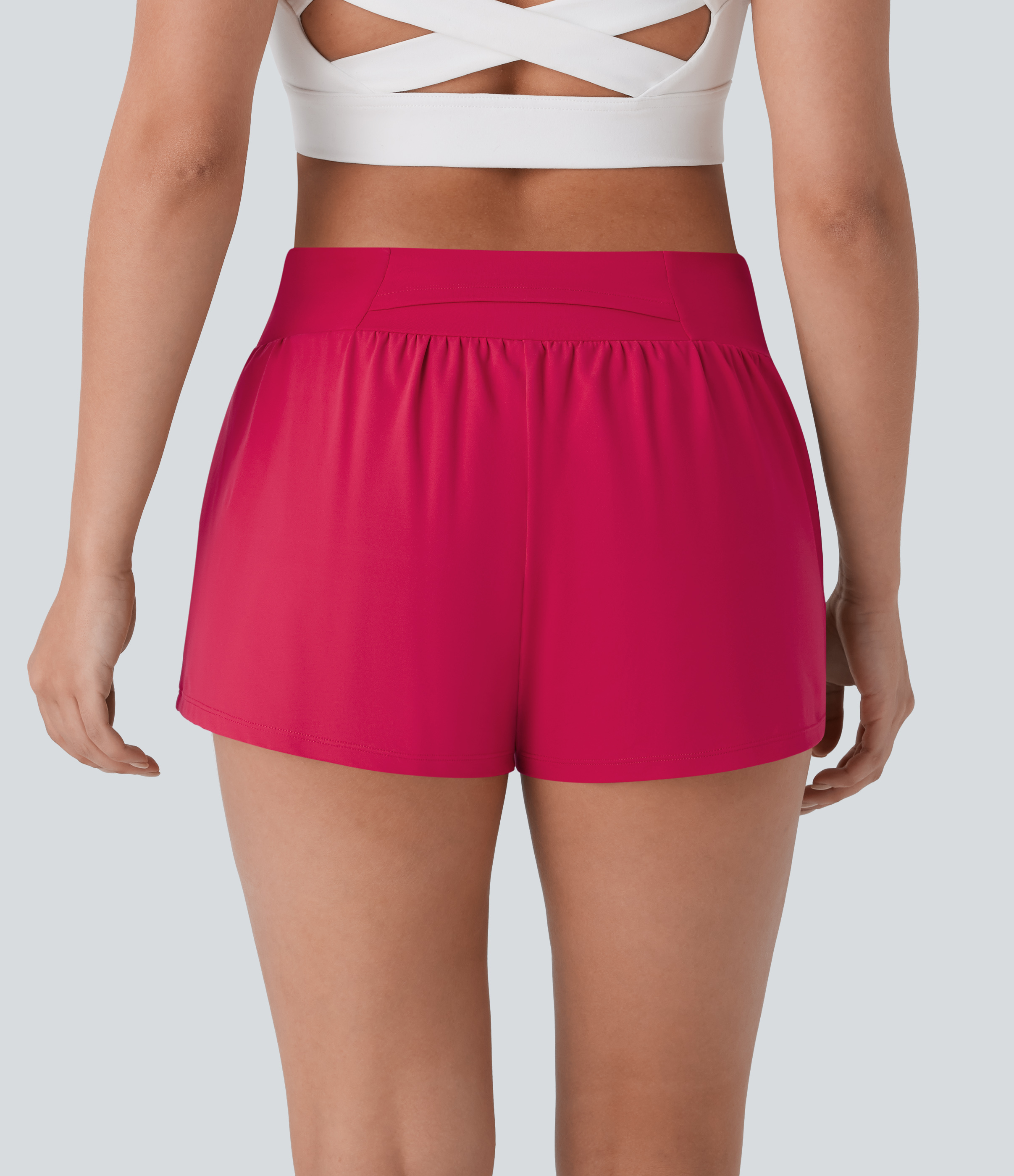 Halara Softlyzeroв„ў Airy Low Rise Inside Drawstring Back Pocket & Side Hidden Pocket 2-in-1 Cool Touch Yoga Shorts Gym Short - Winterberry - XL 