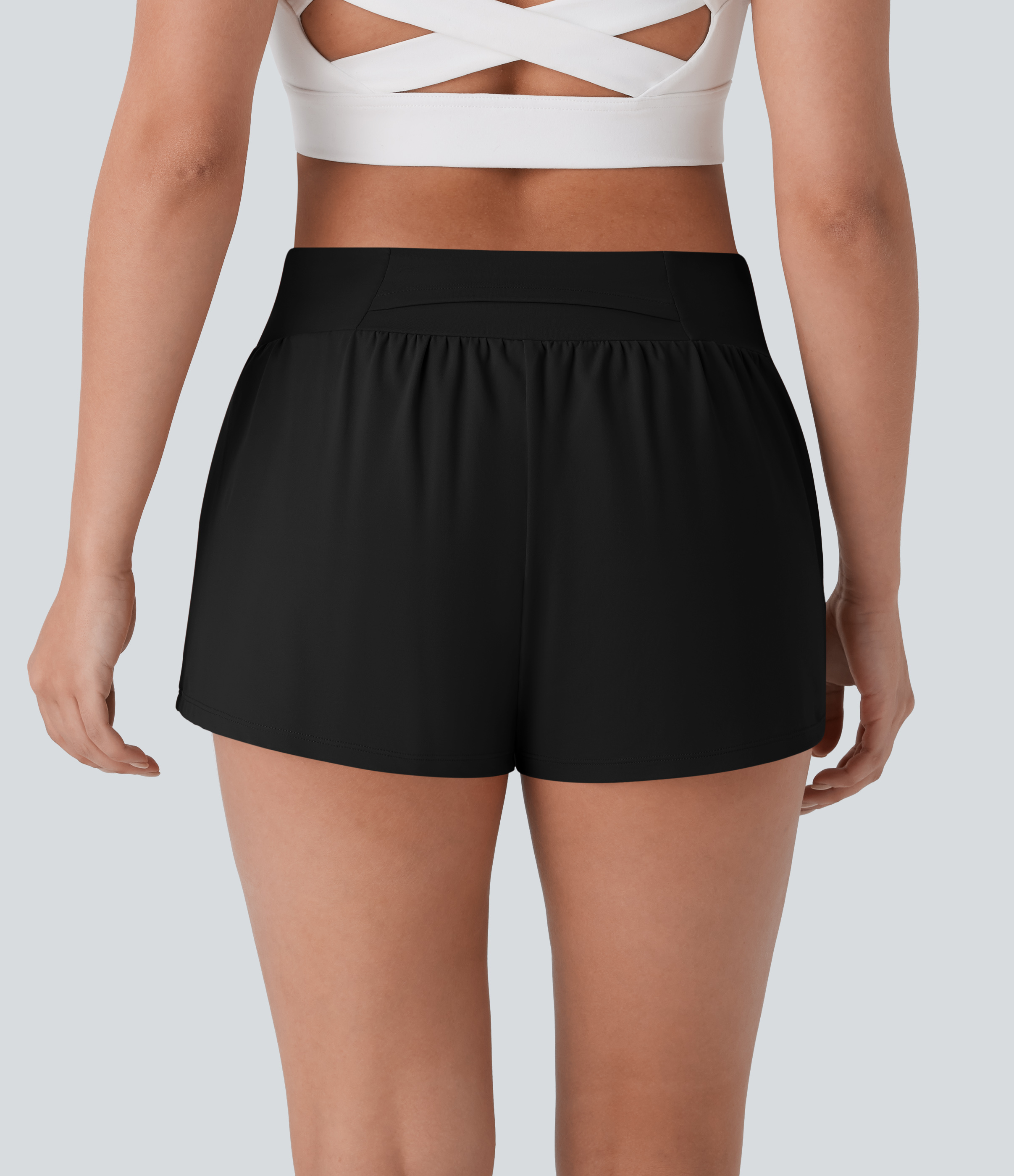 Halara Softlyzeroв„ў Airy Low Rise Inside Drawstring Back Pocket & Side Hidden Pocket 2-in-1 Cool Touch Yoga Shorts Gym Short - Black - XS 