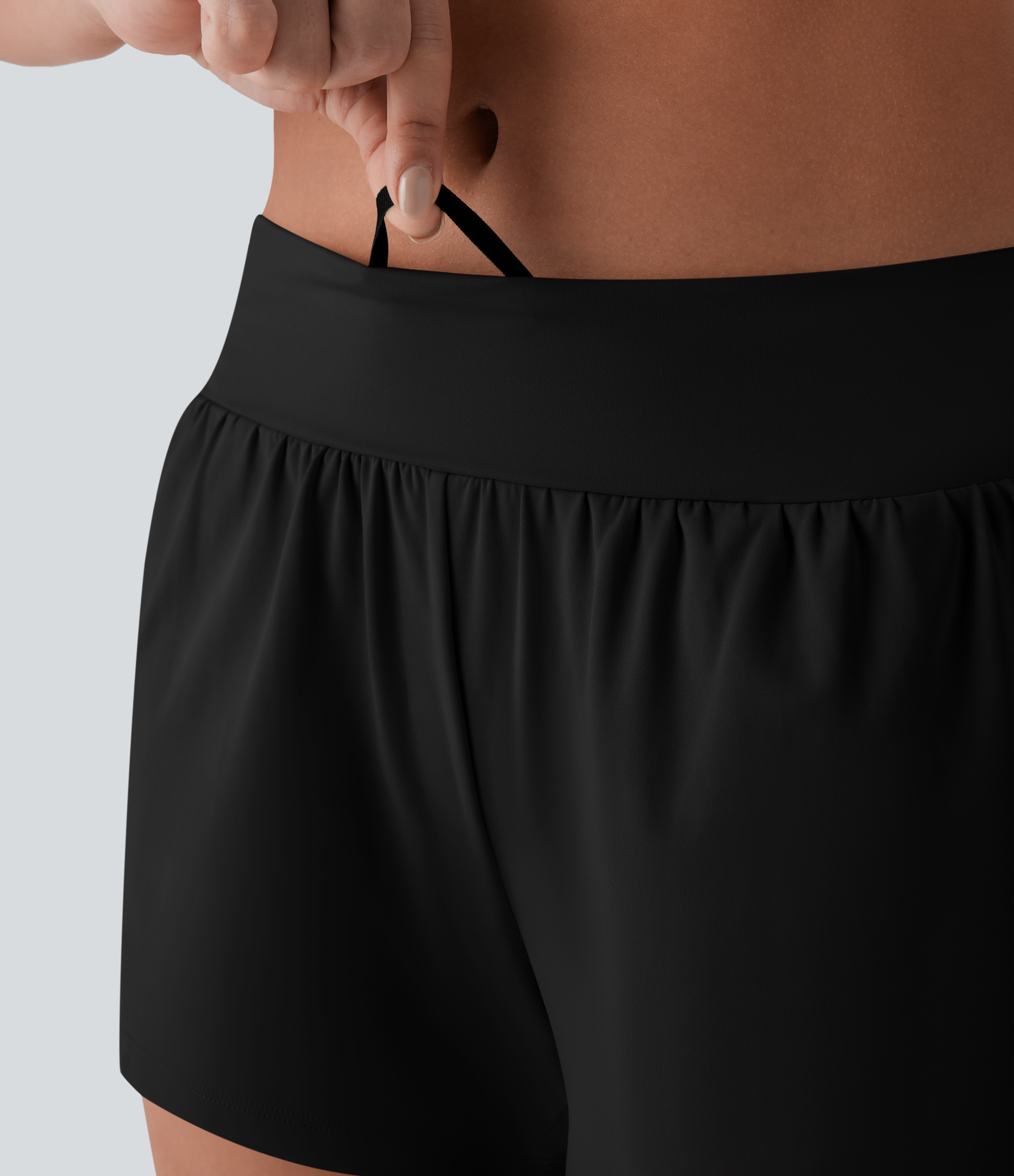Halara Softlyzeroв„ў Airy Low Rise Inside Drawstring Back Pocket & Side Hidden Pocket 2-in-1 Cool Touch Yoga Shorts Gym Short - Black - XS 