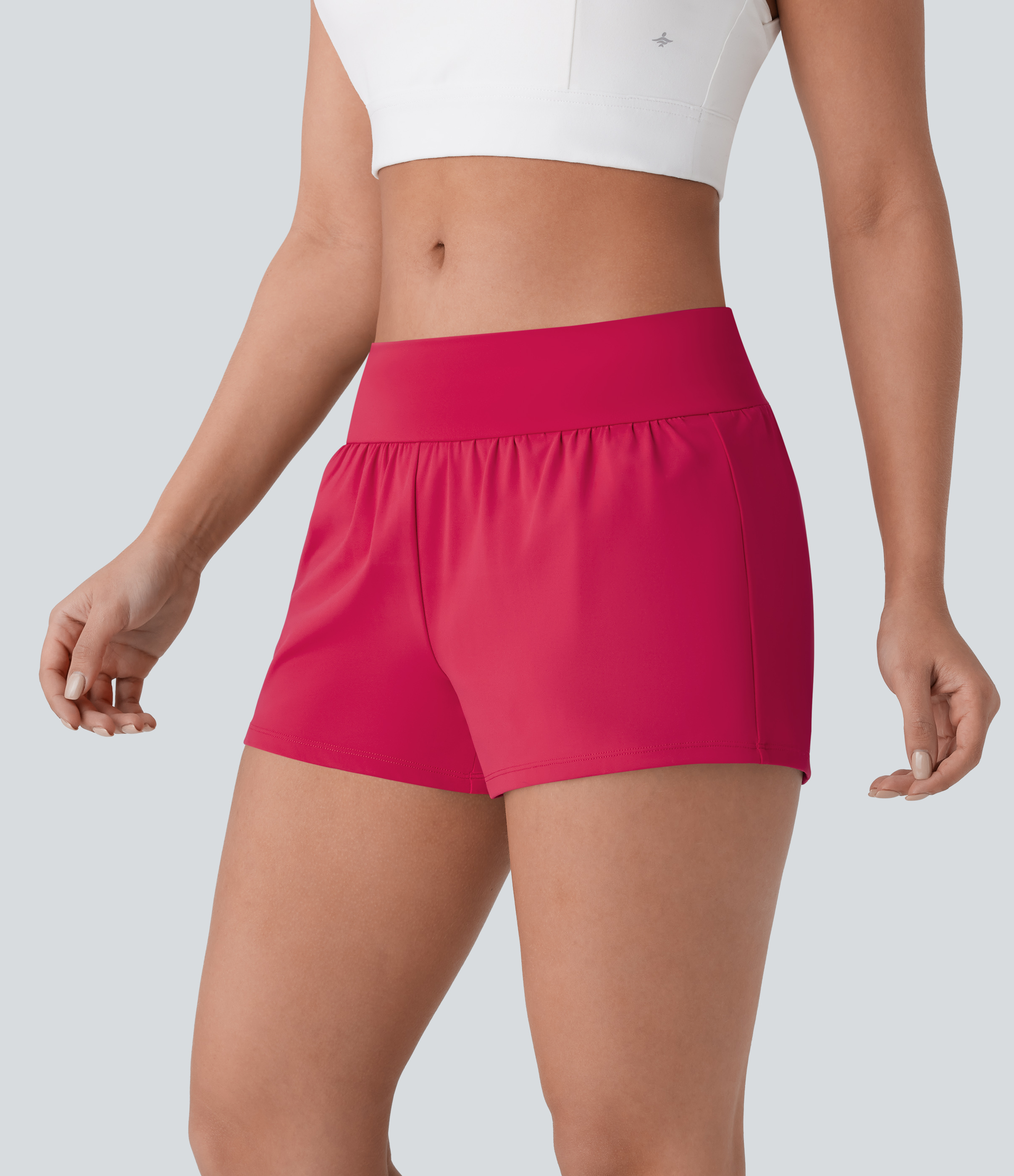 Halara Softlyzeroв„ў Airy Low Rise Inside Drawstring Back Pocket & Side Hidden Pocket 2-in-1 Cool Touch Yoga Shorts Gym Short - Winterberry - XL 