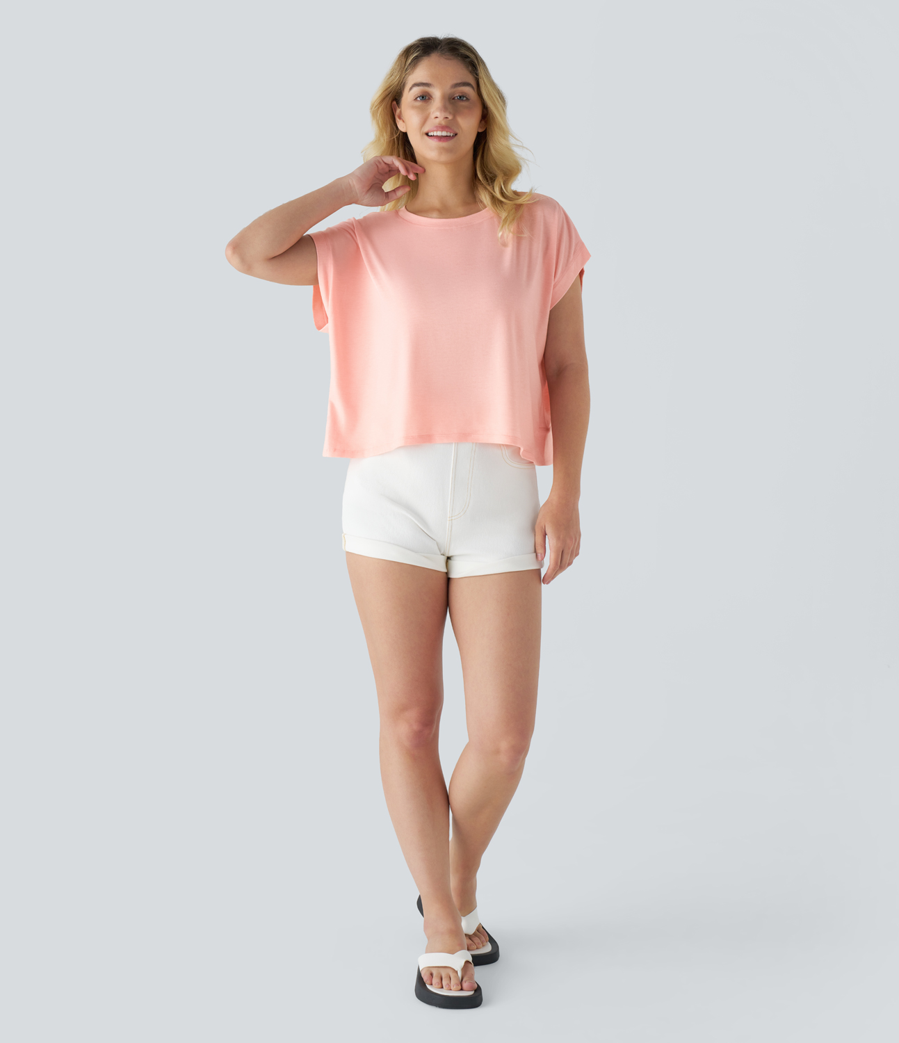 Halara Cut Out Backless Crossover Hem Batwing Cap Sleeve Resort Top Tank Top - Creole Pink Floral Yarn - L golf tops halter top tunic tops 