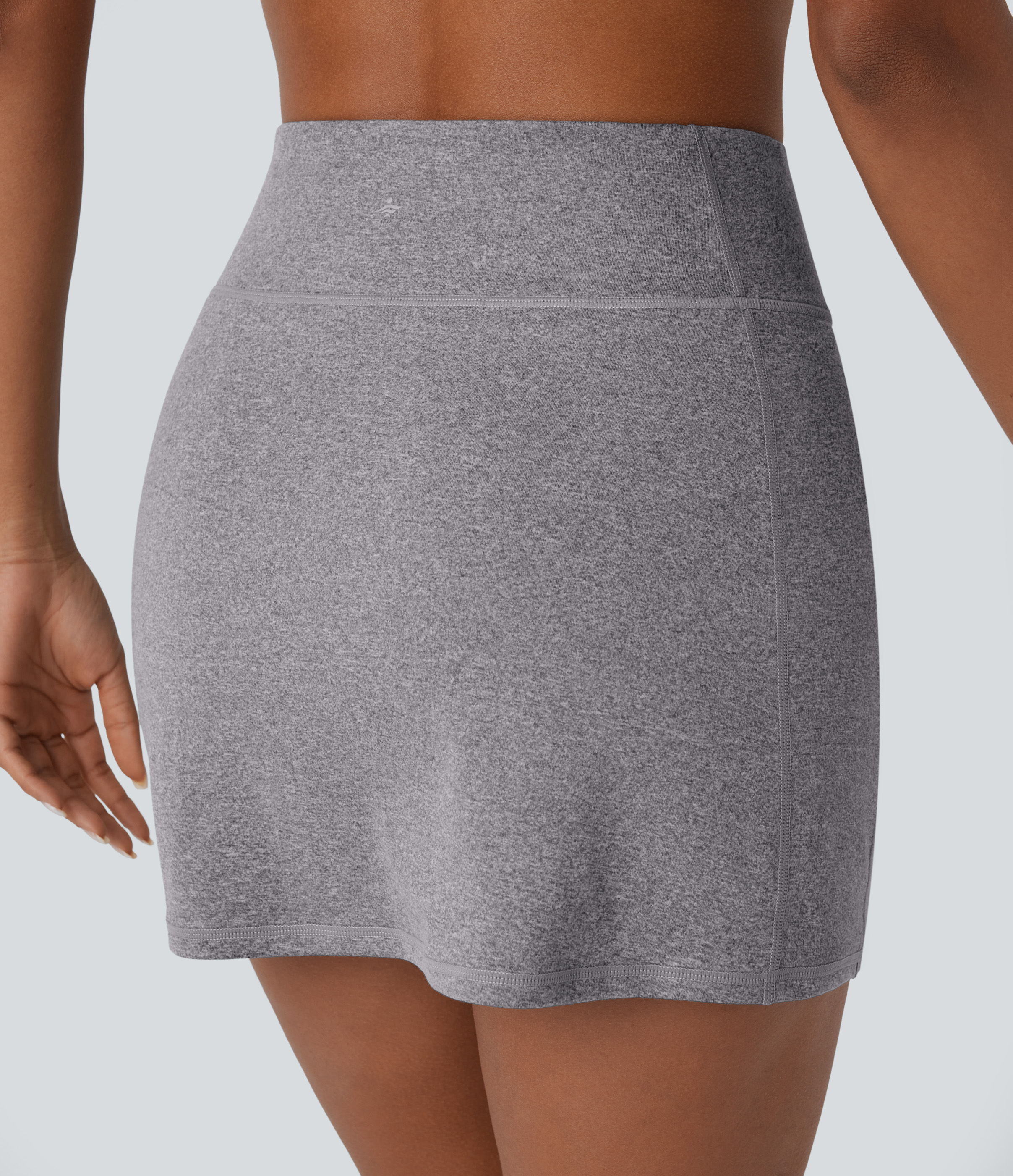 Halara High Waisted 2-in-1 Side Pocket Mini Pickleball Skirt  - Mottled Light Grey - S(regular) midi skirt a line skirt golfing skirt 