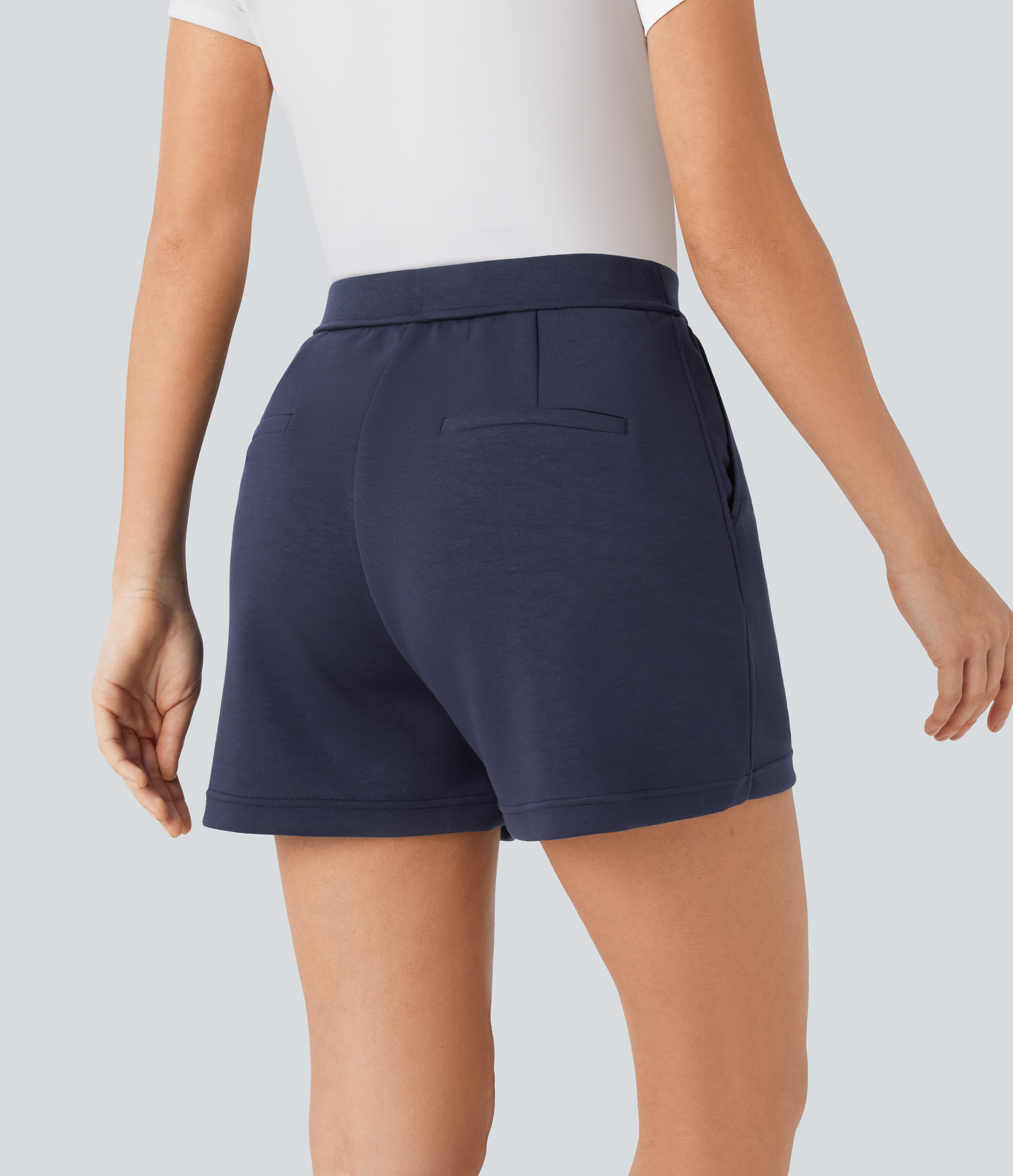 Halara High Waisted Side Pocket Work Shorts  - Midnight Blue - XS booty shorts compression shorts yoga shorts 