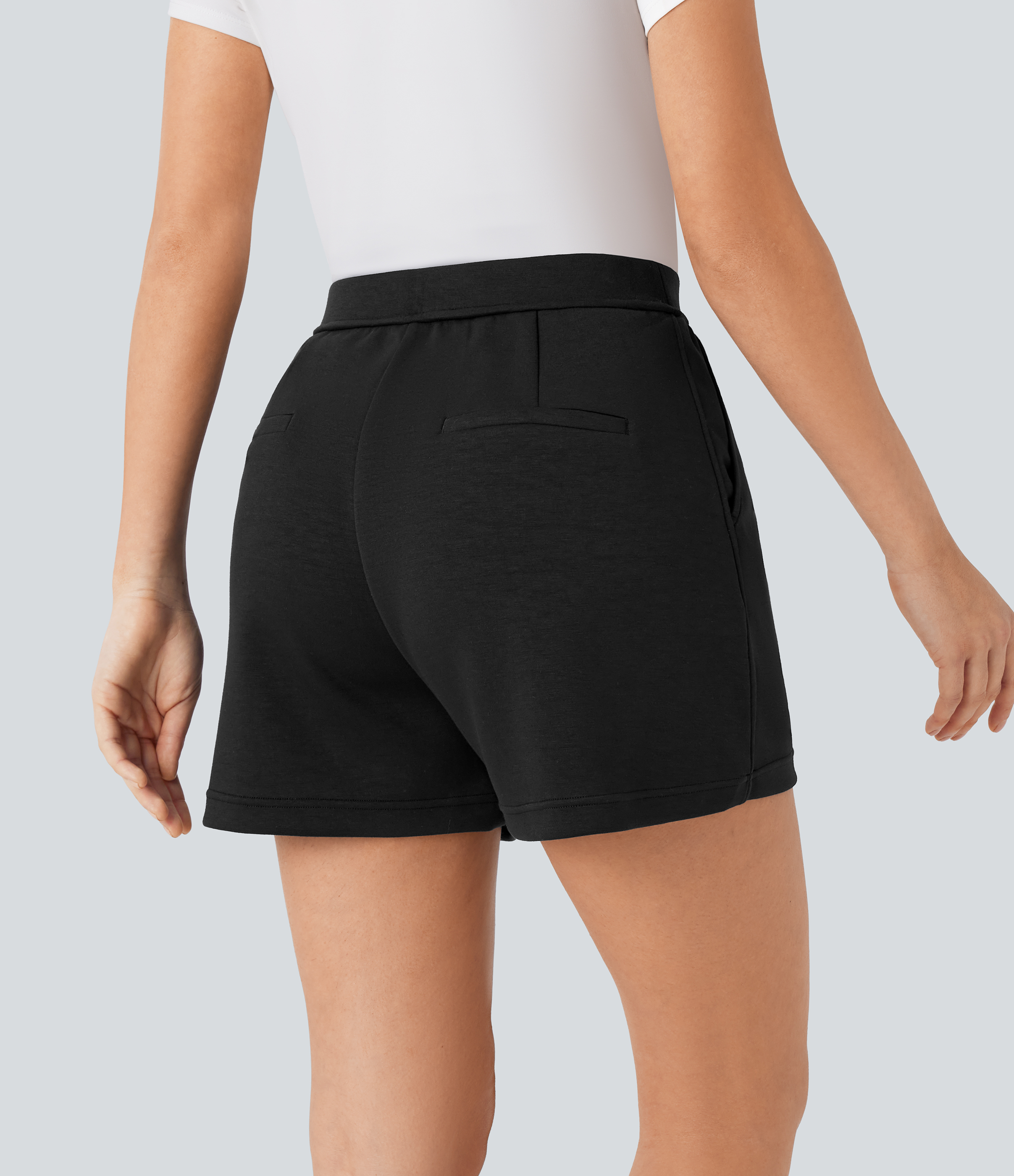 Halara High Waisted Side Pocket Work Shorts  - Black - L booty shorts compression shorts yoga shorts 