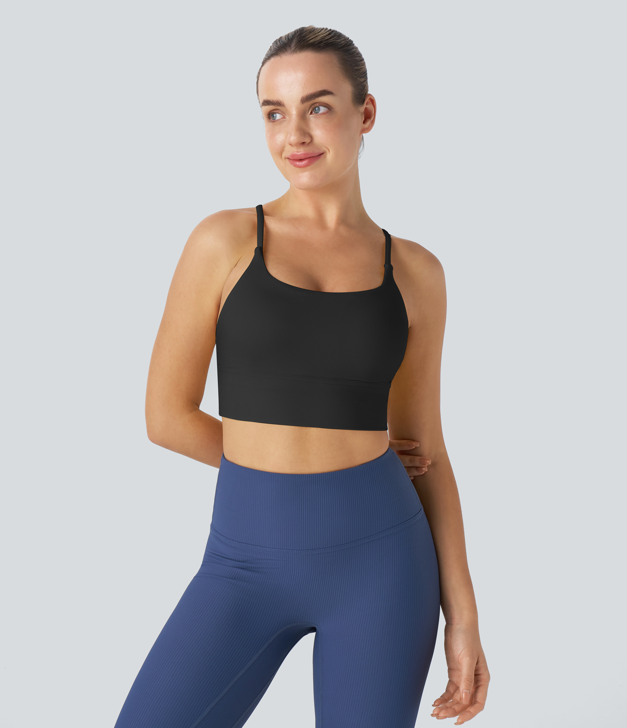 Halara Softlyzeroв„ў U Neck Backless Cropped Yoga Tank Top-UPF50+ Tank Top - Black - XL golf tops halter top tunic tops sleeveless tops 