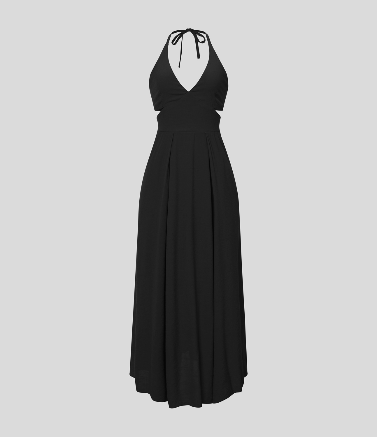 

Halara Deep V Neck Halter Backless Tie Back Cut Out Split Hem Flowy Maxi Casual Dress Casual Dress - Black -  slip dress beach dress