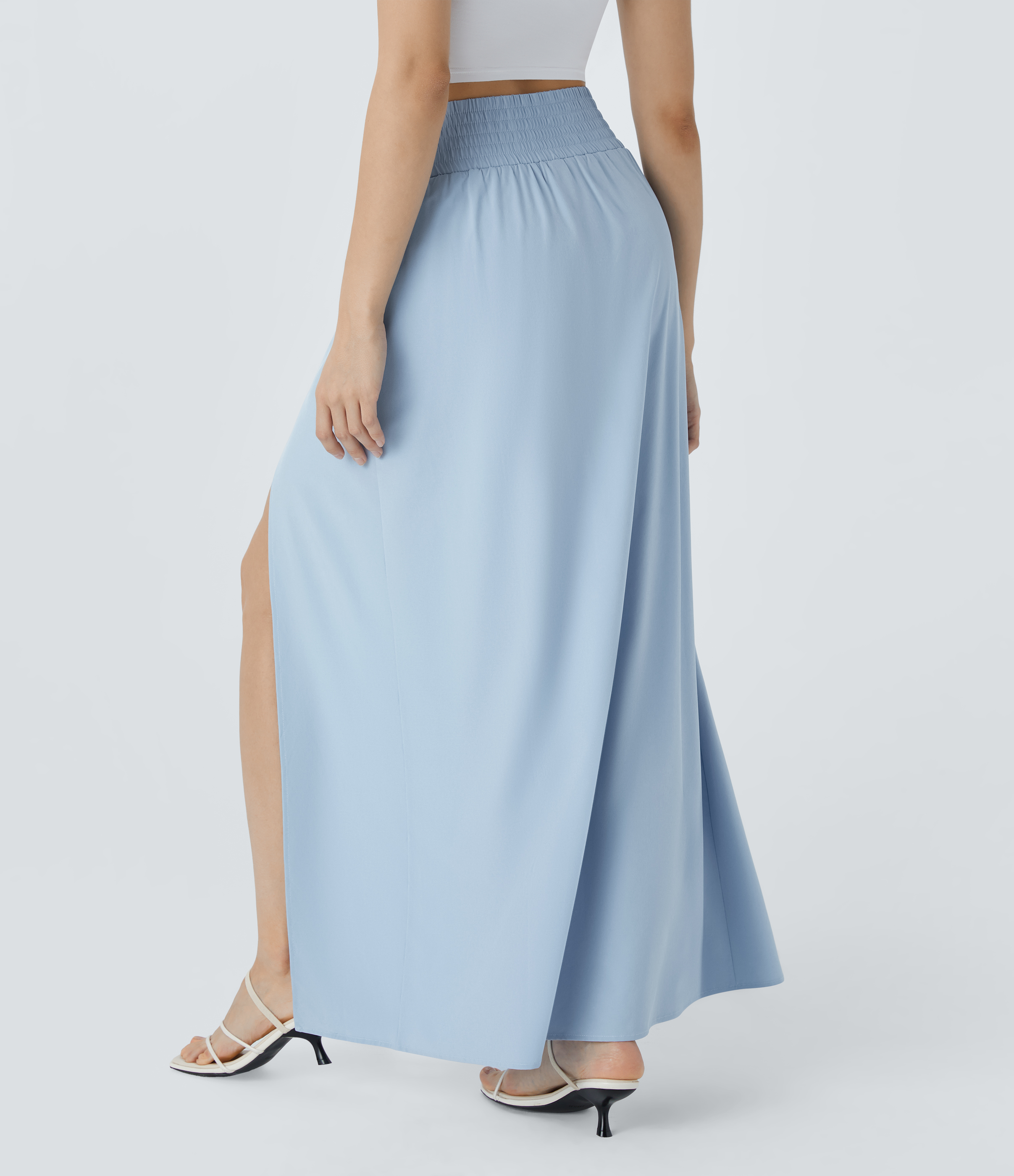Halara Breezefulв„ў High Waisted Split 2-in-1 Side Pocket Flowy Maxi Quick Dry Casual Skirt  - Ballad Blue - XL(regular) 