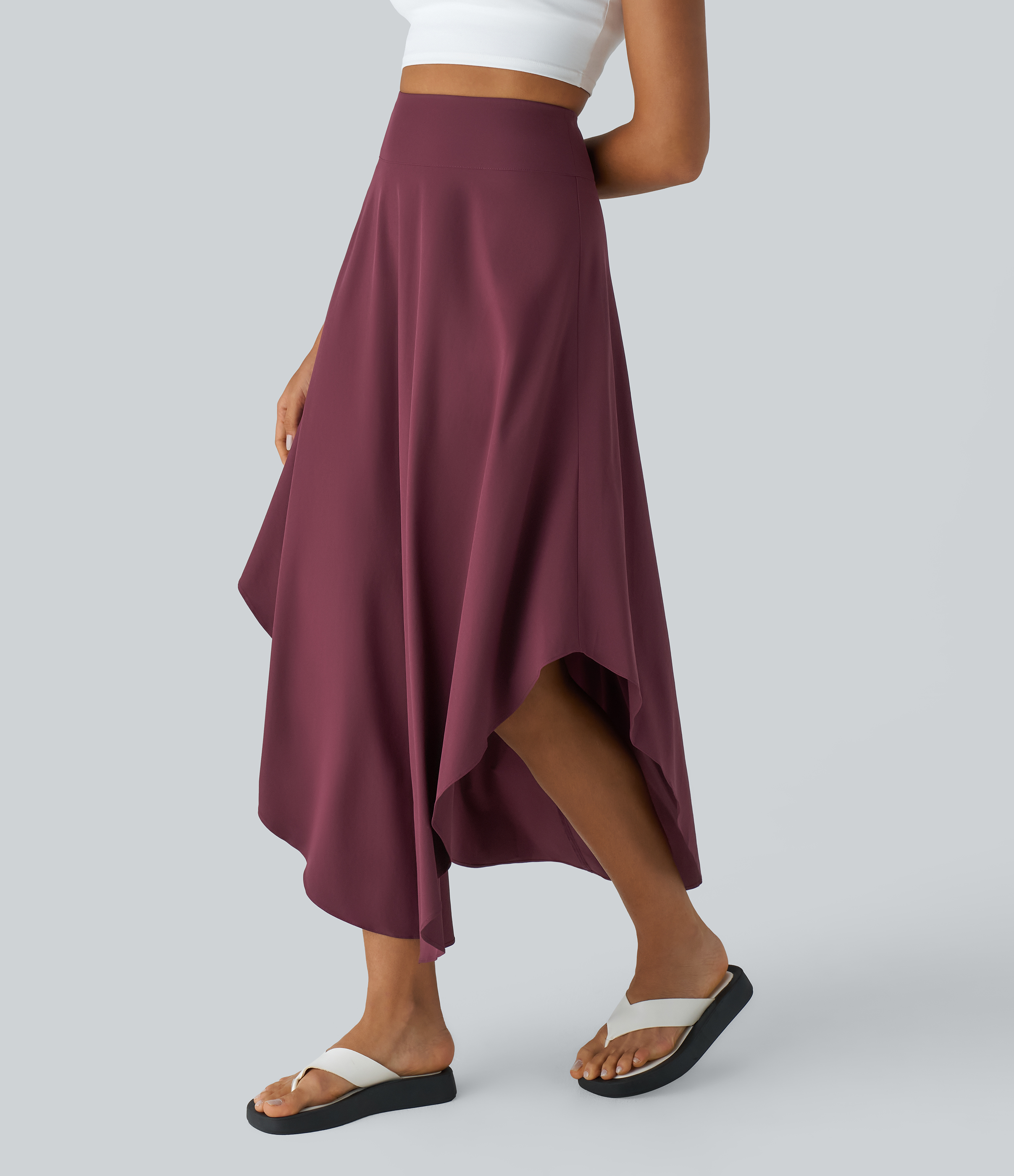 Halara Breezefulв„ў High Waisted Invisible Zipper Flowy Quick Dry Maxi Casual Skirt  - Amaranth - M(regular) 