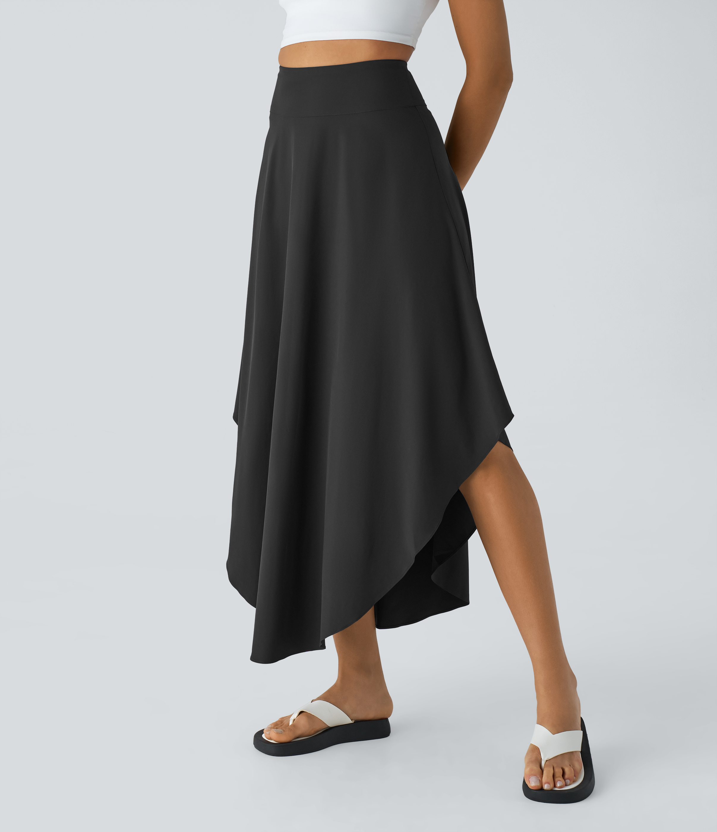 Halara Breezefulв„ў High Waisted Invisible Zipper Flowy Quick Dry Maxi Casual Skirt  - Black - M(regular) 