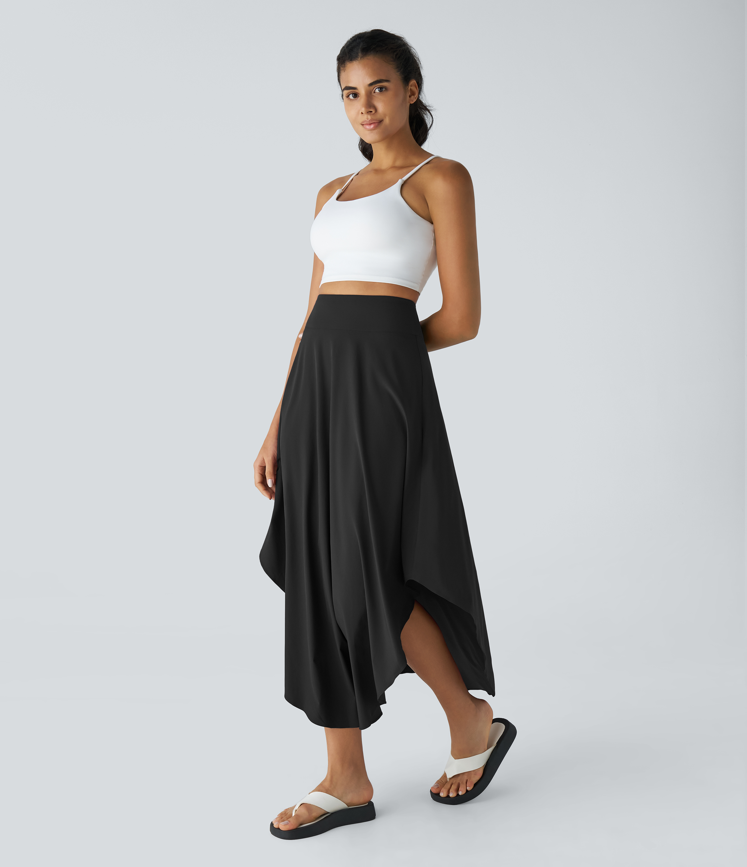 Halara Breezefulв„ў High Waisted Invisible Zipper Flowy Quick Dry Maxi Casual Skirt  - Black - M(regular) 