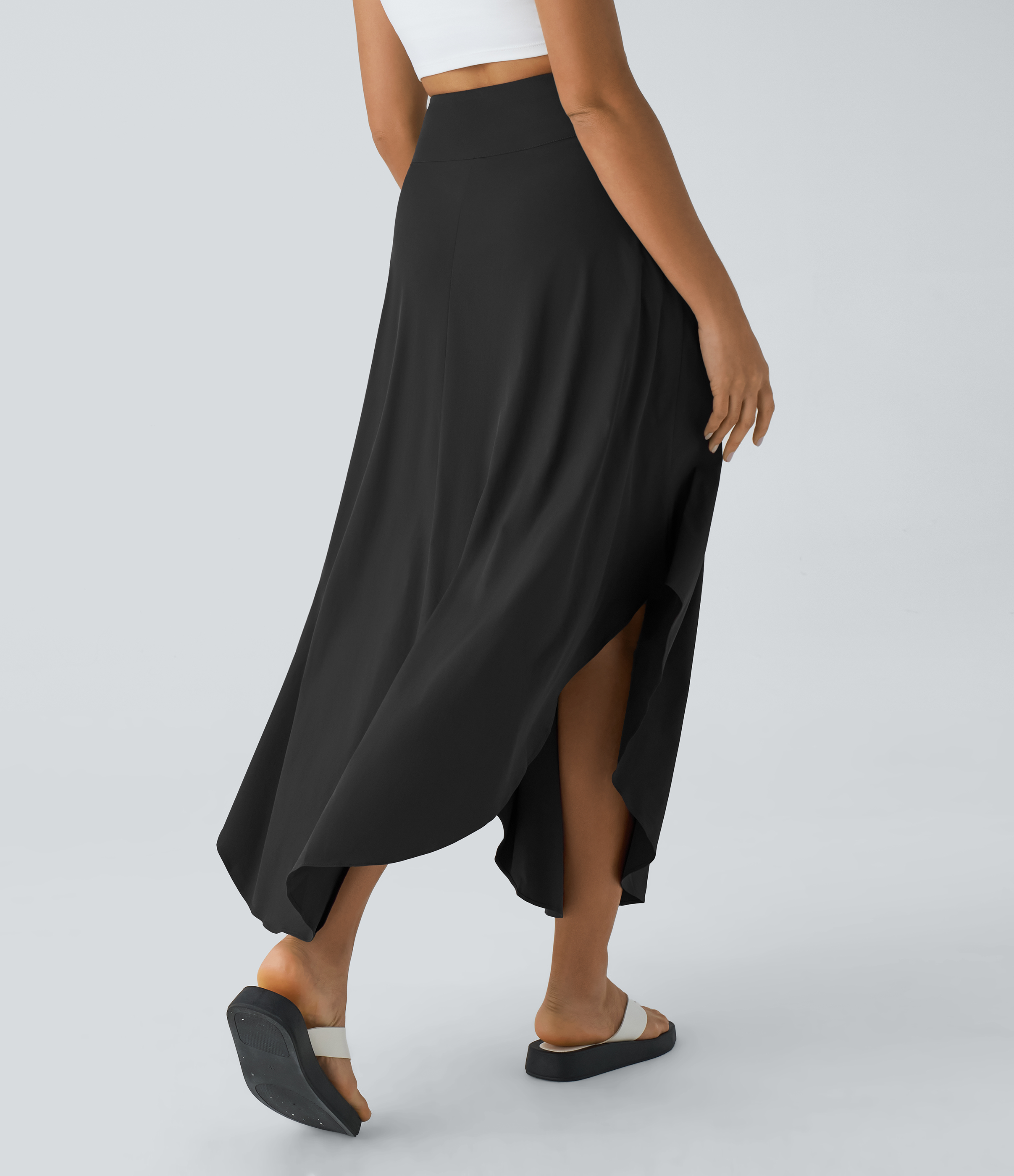 Halara Breezefulв„ў High Waisted Invisible Zipper Flowy Quick Dry Maxi Casual Skirt  - Black - M(regular) 