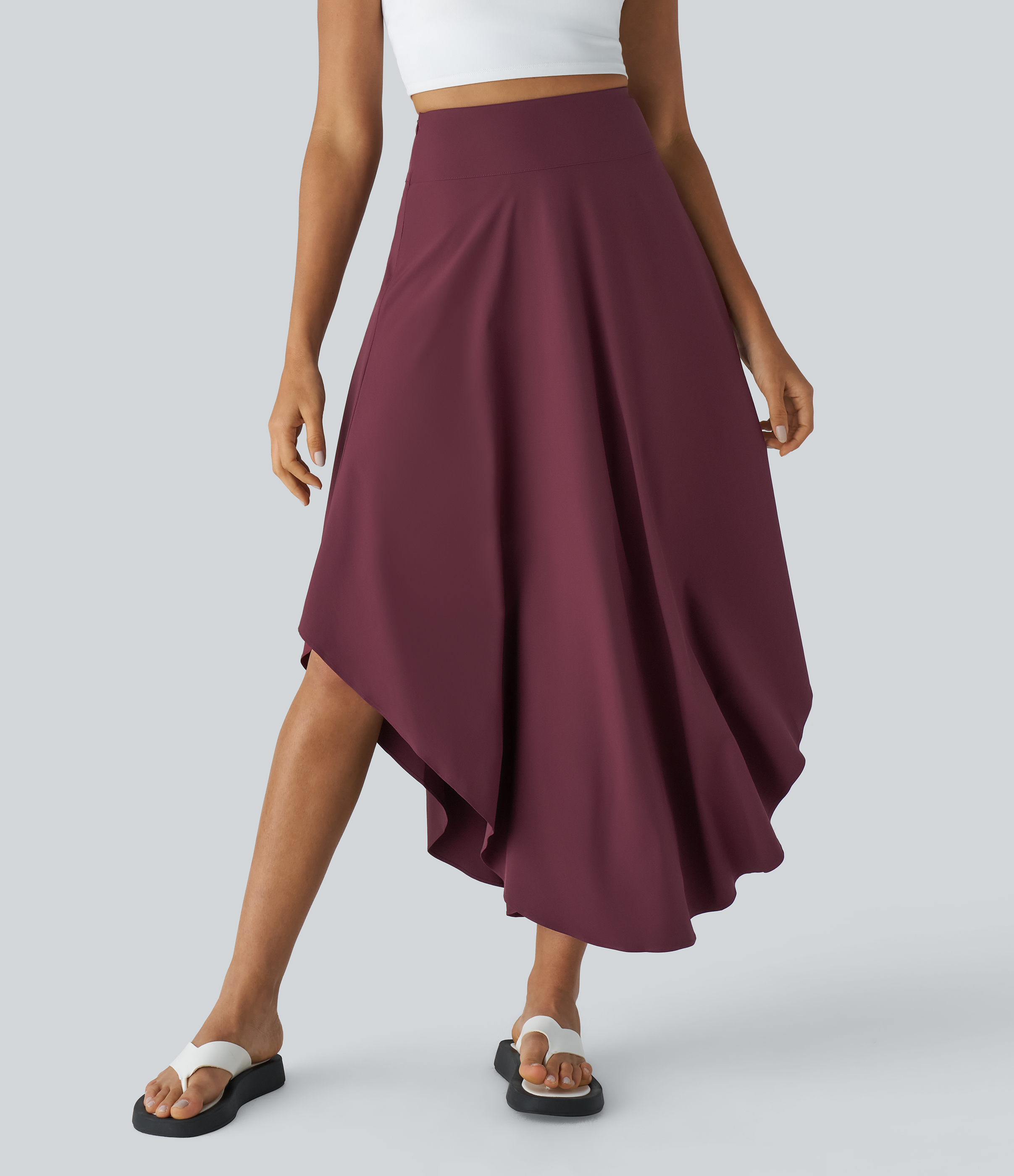 Halara Breezefulв„ў High Waisted Invisible Zipper Flowy Quick Dry Maxi Casual Skirt  - Amaranth - M(regular) 