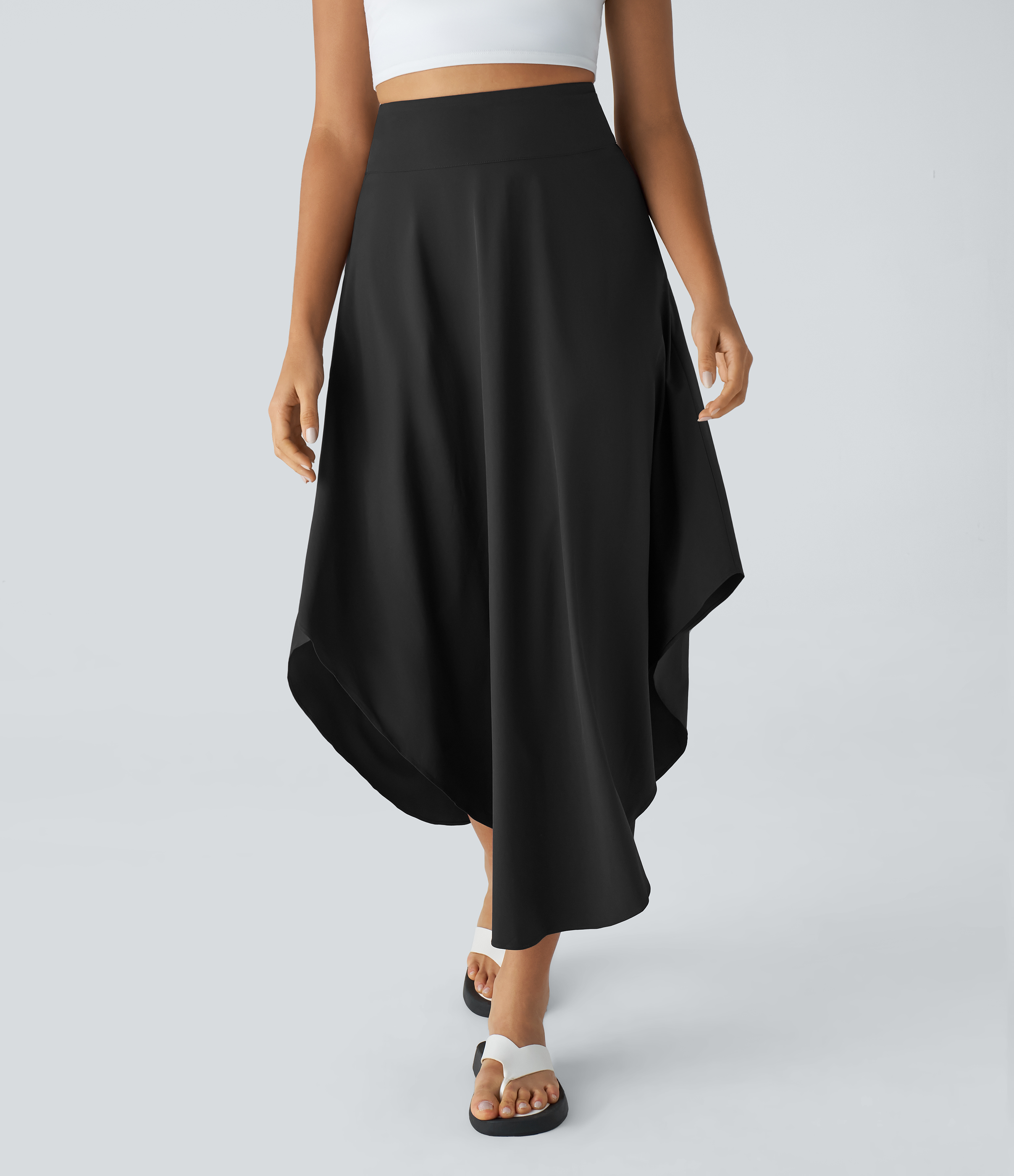 Halara Breezefulв„ў High Waisted Invisible Zipper Flowy Quick Dry Maxi Casual Skirt  - Black - M(regular) 