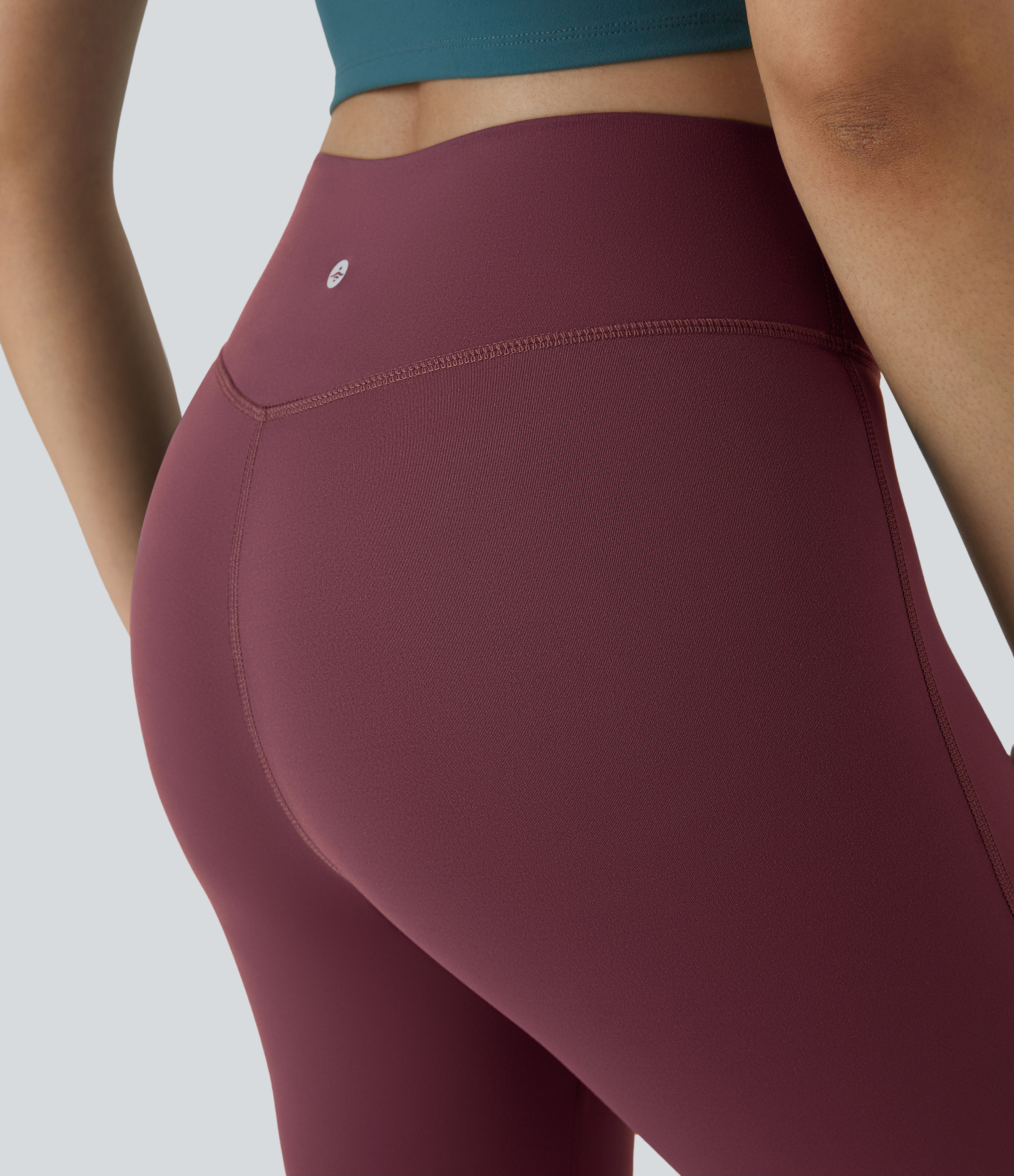 Halara High Waisted Crossover Flare Yoga Leggings  - Red Mahogany - XL(petite) gym leggings leggings with pockets leggings with butt lift 