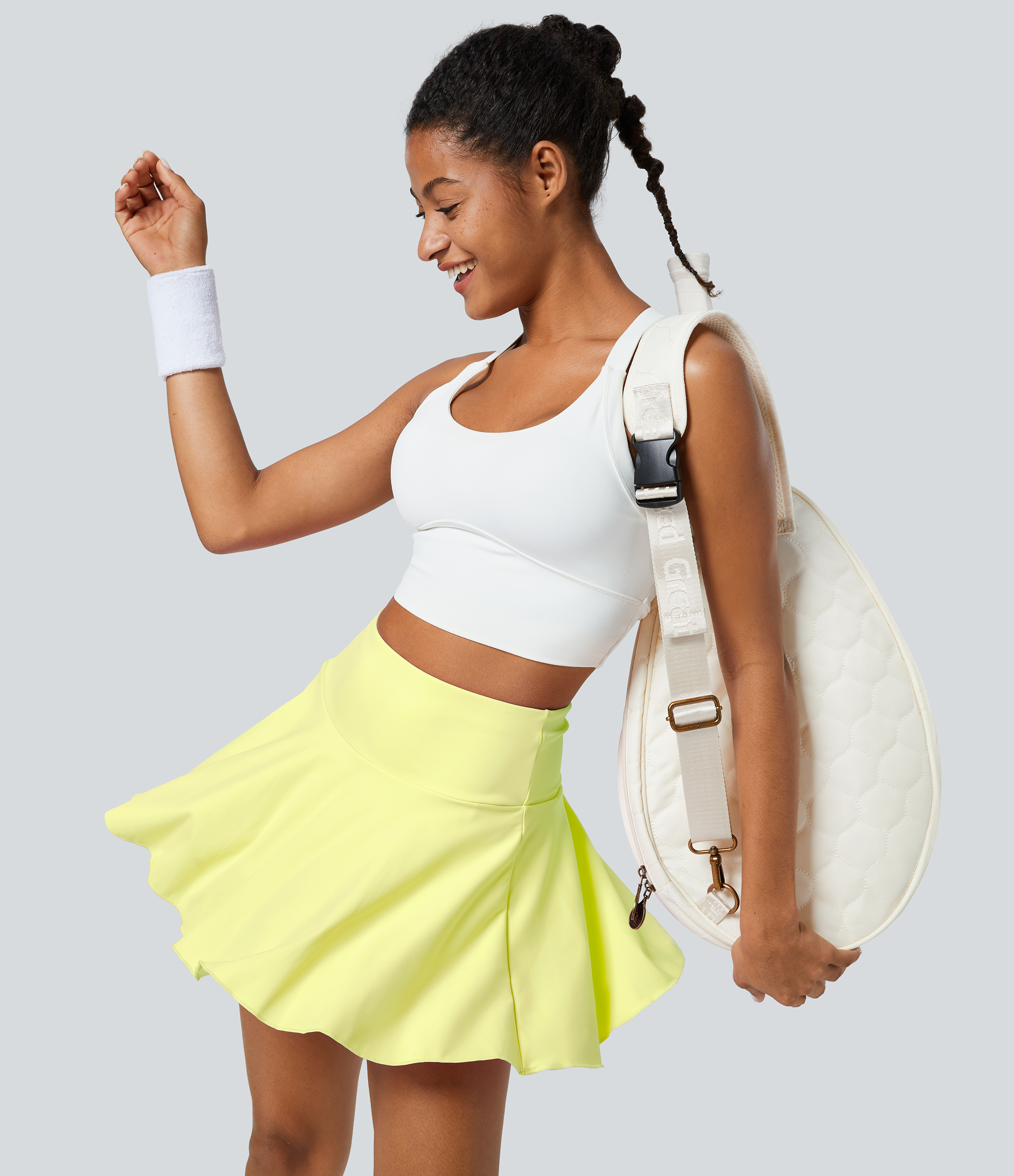 Halara Everyday Softlyzeroв„ў Airy 2-in-1 Cool Touch Tennis Skirt-Marvelous-UPF50+  - Mandarin Yellow - M midi skirt a line skirt golfing skirt 