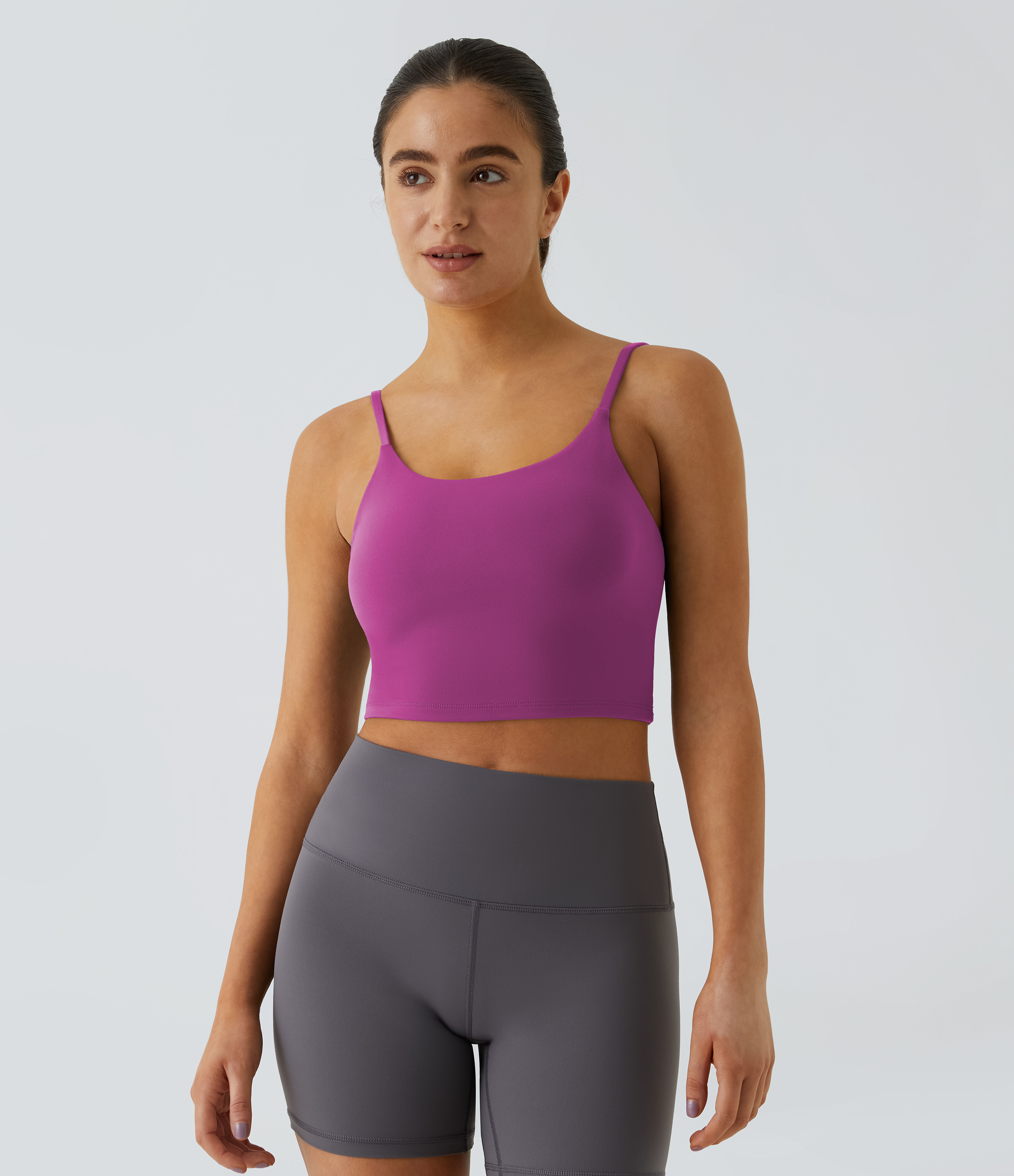 Halara Basic Padded Workout Cropped Tank Top Tank Top - Wineberry - M golf tops halter top tunic tops sleeveless tops backless top 