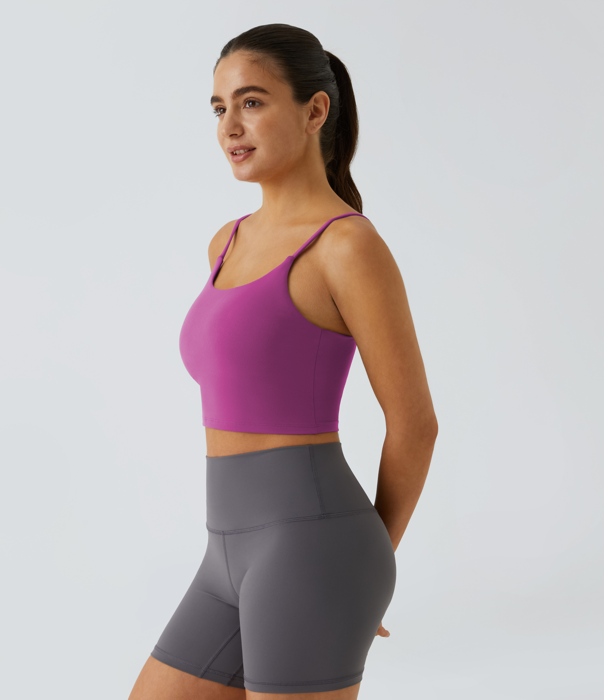Halara Basic Padded Workout Cropped Tank Top Tank Top - Wineberry - M golf tops halter top tunic tops sleeveless tops backless top 